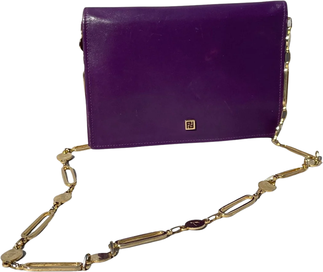 Vintage Db Italy Small Gold Chain Purple Shoulder Bag Purse Handbag Wallet 70s Original Disco Bag by Db
