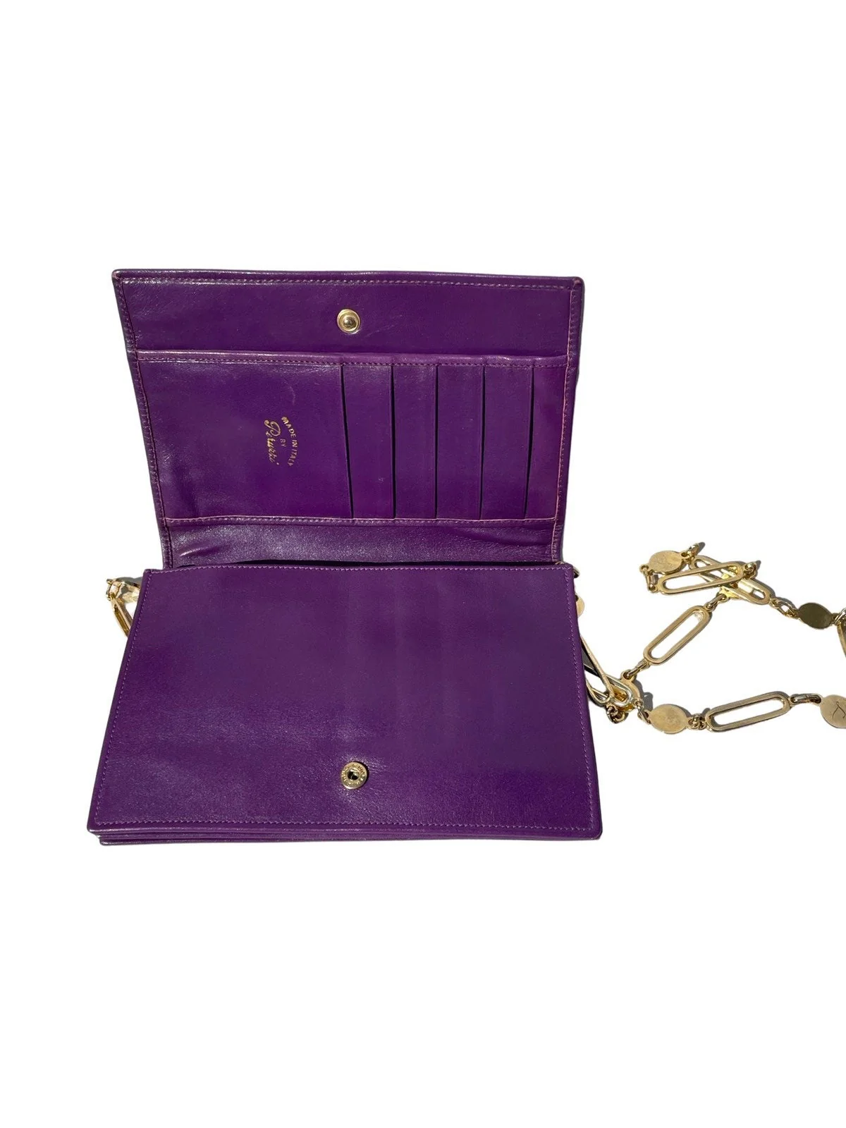 Vintage Db Italy Small Gold Chain Purple Shoulder Bag Purse Handbag Wallet 70s Original Disco Bag by Db - Image 5