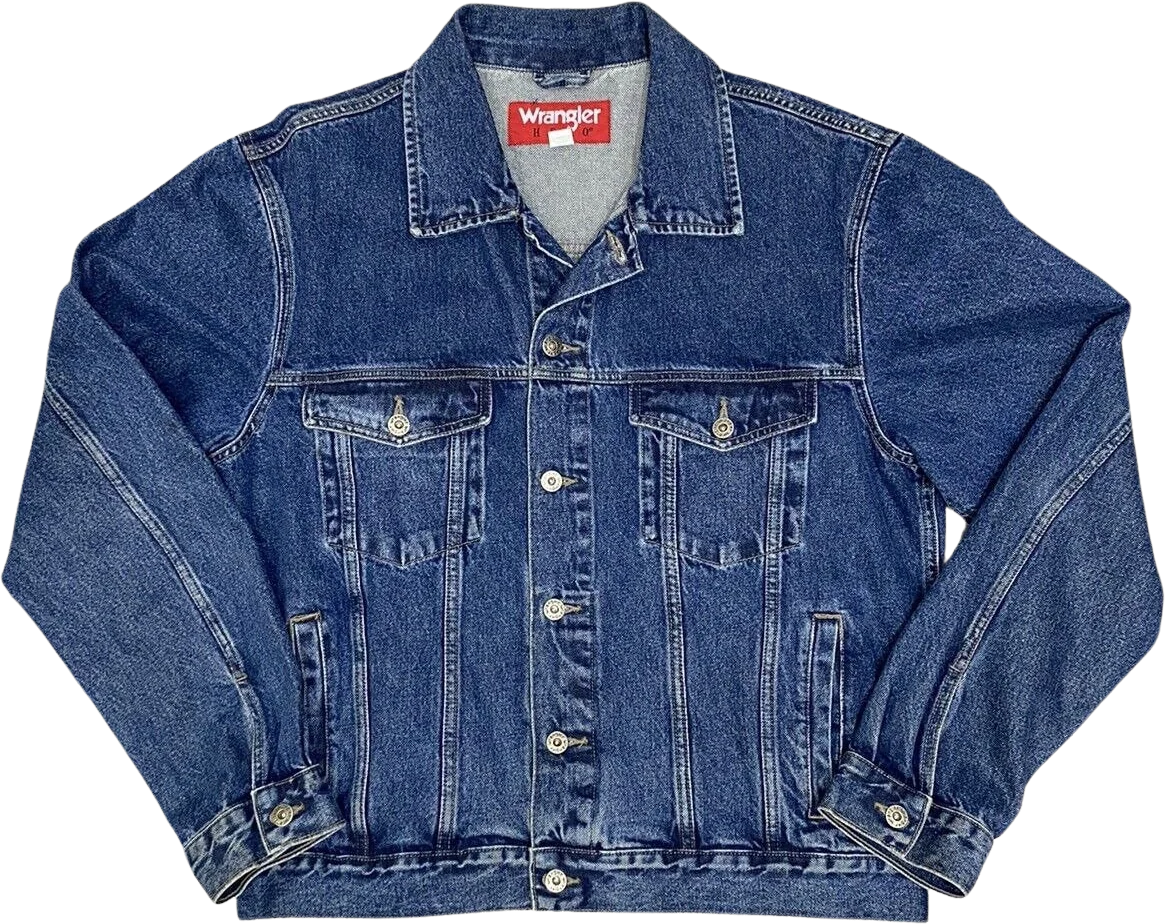 Vintage Denim Trucker Jacket Wrangler Hero Large Blue Jean Medium Wash 90s by Wrangler