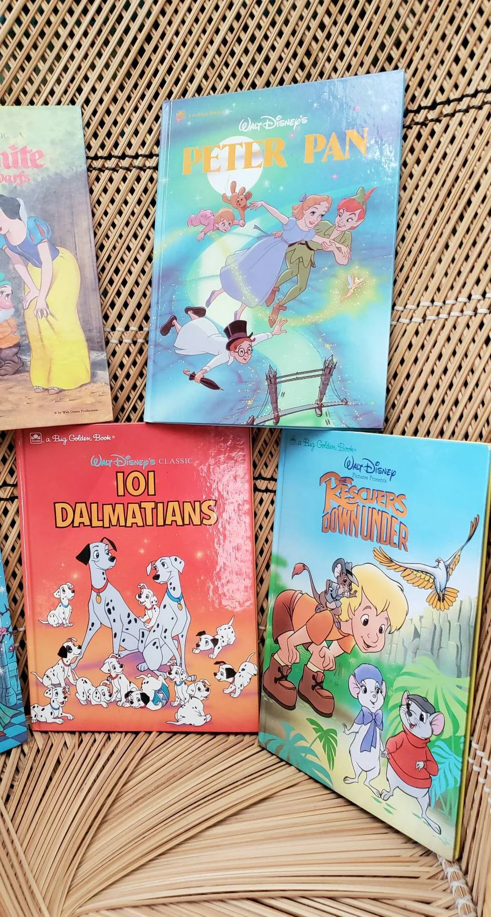 Vintage Disney Big Golden Books Set of 5 Peter Pan Sleeping Beauty 101 Dalmatians Snow White and The Rescuers Down Under by Walt Disney - Image 3