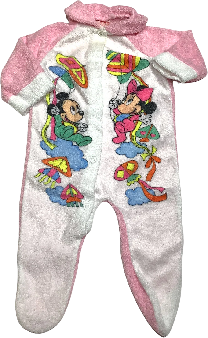 Vintage Disney Pajamas Footie Newborn Lightweight One Piece 80s Mickey Minnie by Playskool