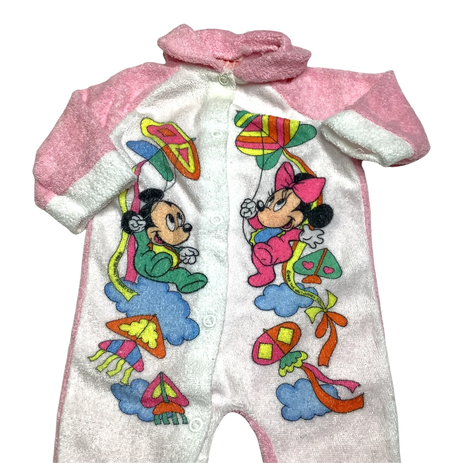 Vintage Disney Pajamas Footie Newborn Lightweight One Piece 80s Mickey Minnie by Playskool - Image 2