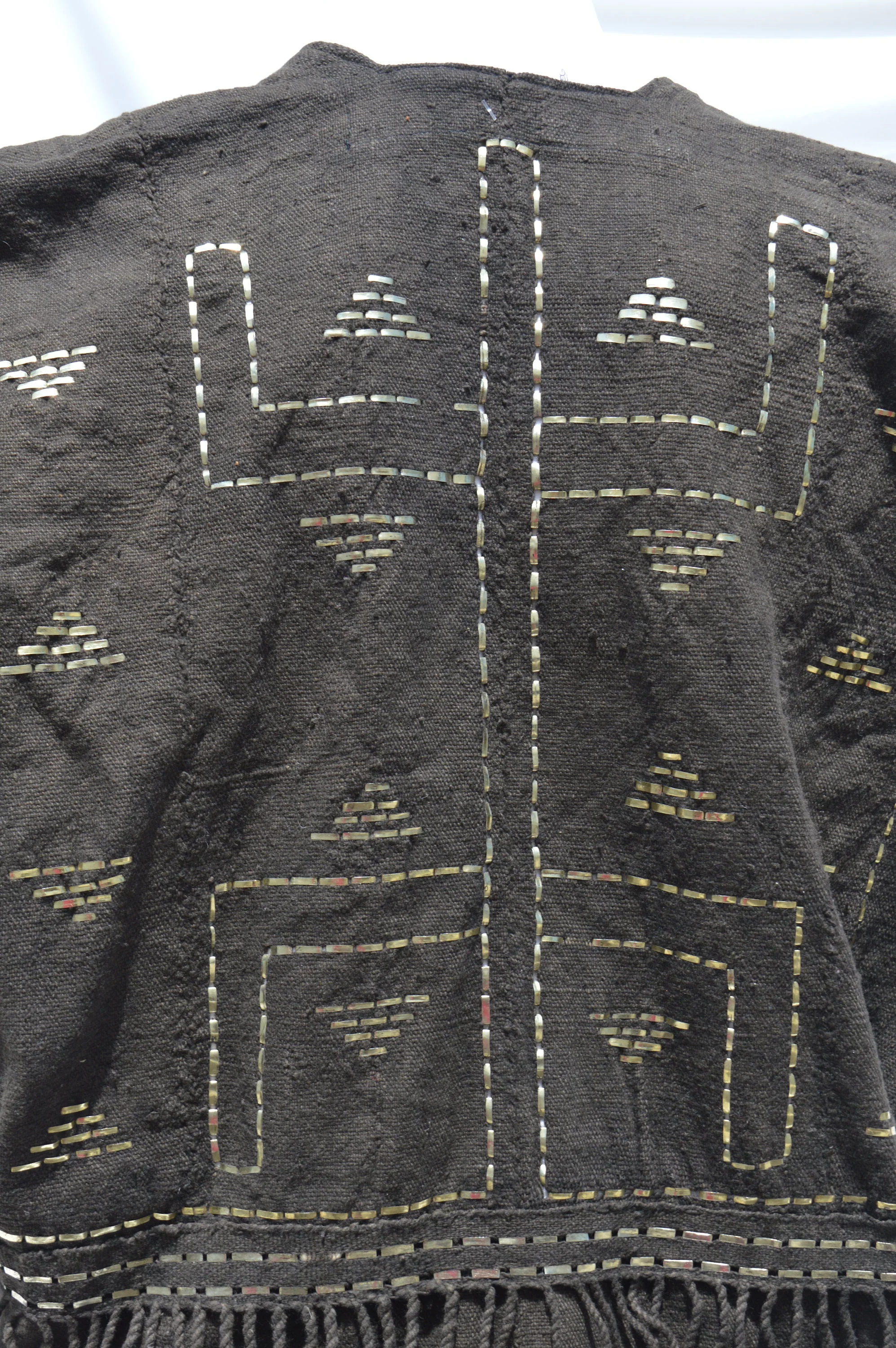 Vintage Dogon Mud Cloth Hunter's Mali Dogon Shirt Kanaga Symbol, Black with Metal Embroidery Men's Xl - Image 4