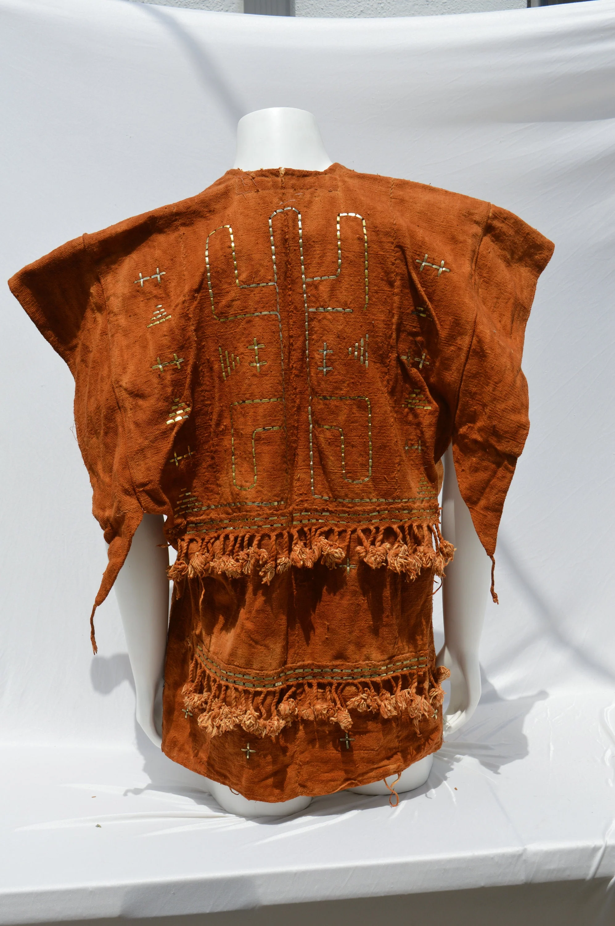 Vintage Dogon Mud Cloth Hunter's Mali Dogon Shirt Kanaga Symbol, Brown with Metal Embroidery Men's Xl by Tribal Treasures - Image 2