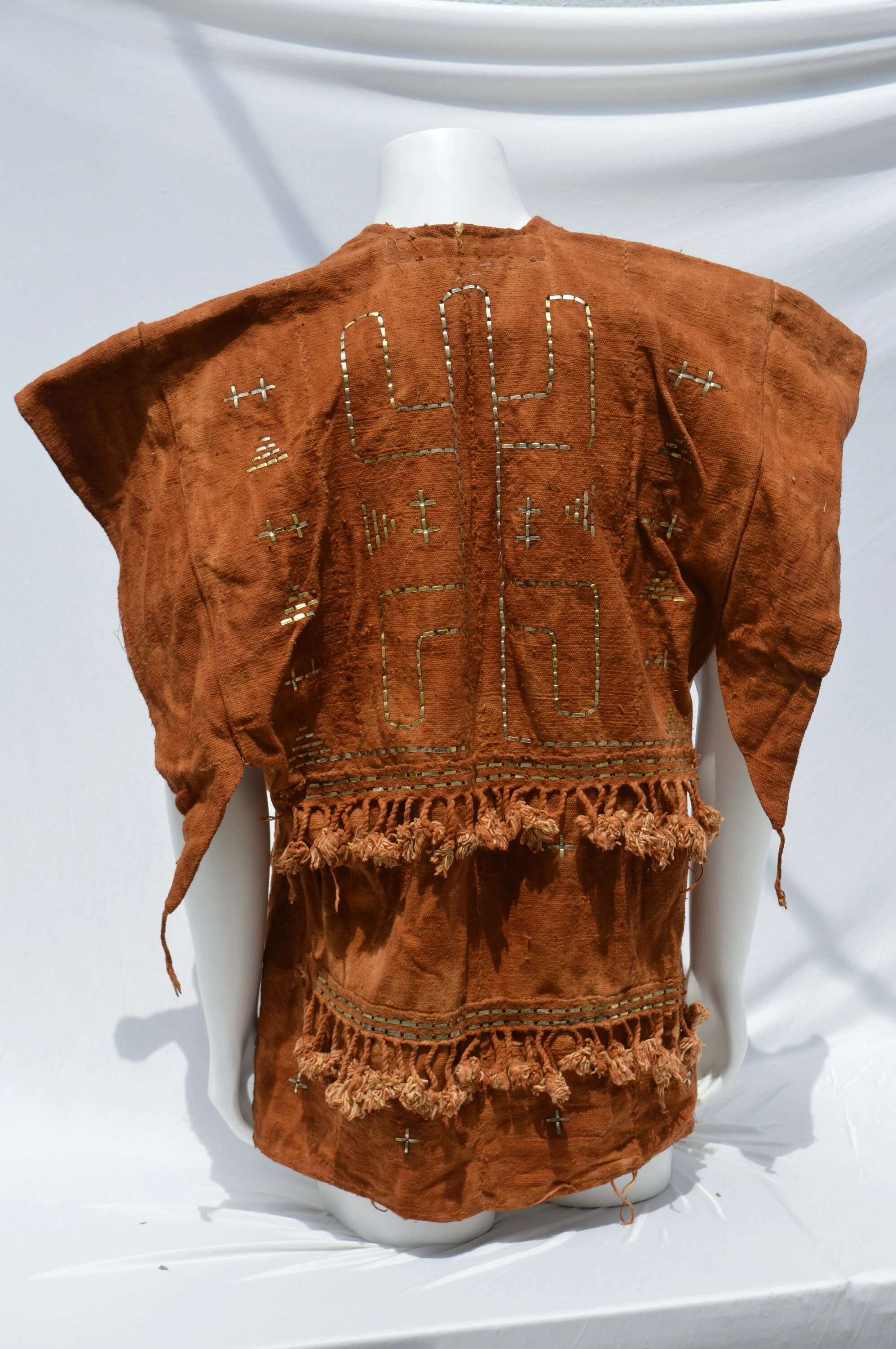 Vintage Dogon Mud Cloth Hunter's Mali Dogon Shirt Kanaga Symbol, Brown with Metal Embroidery Men's Xl by Tribal Treasures - Image 8