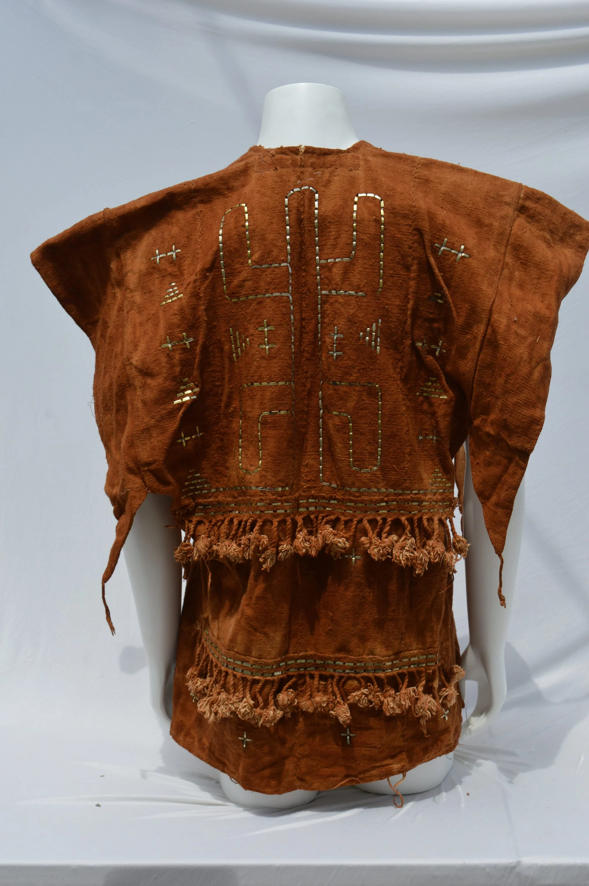 Vintage Dogon Mud Cloth Hunter's Mali Dogon Shirt Kanaga Symbol, Brown with Metal Embroidery Men's Xl by Tribal Treasures - Image 9
