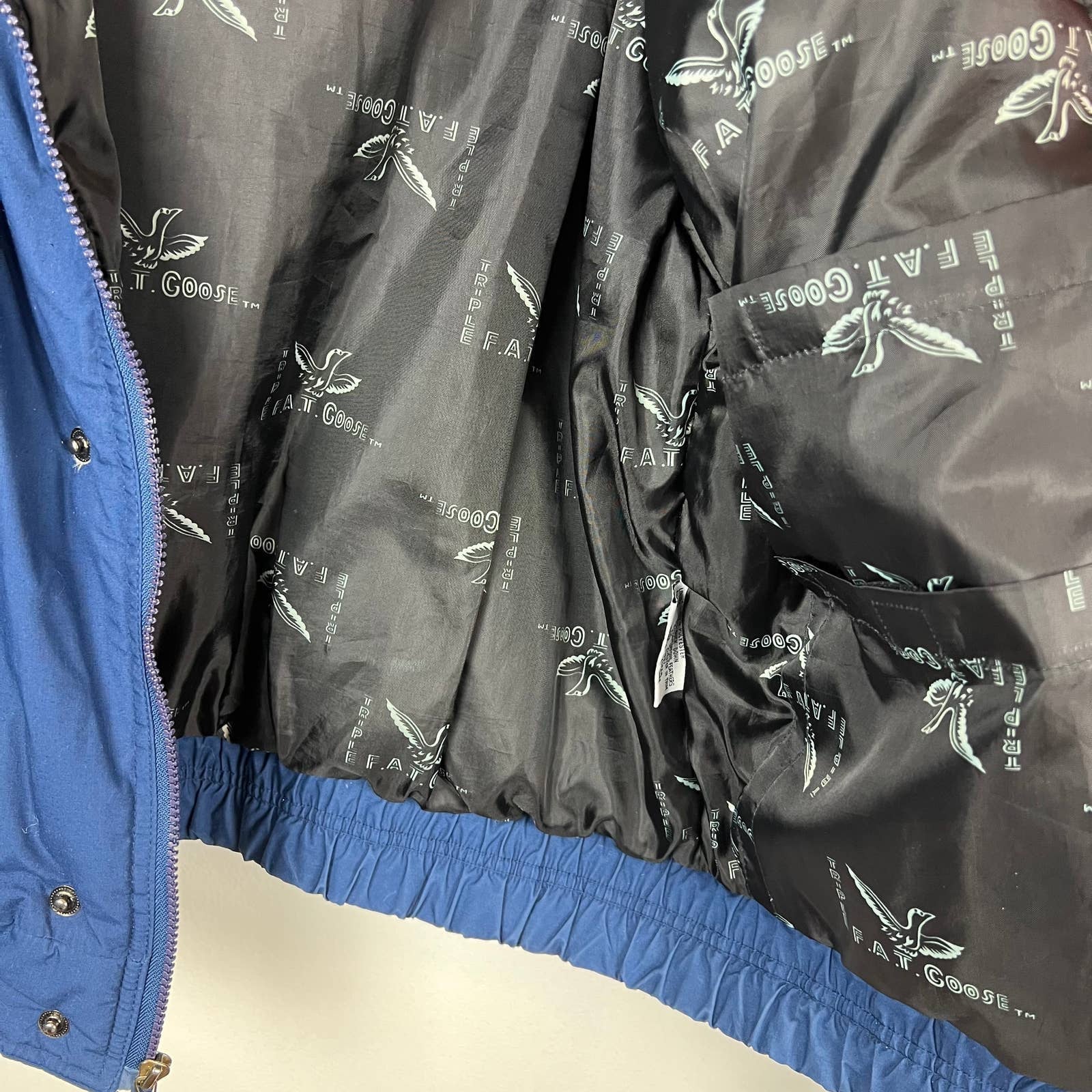 Vintage Down Insulated Winter Coat Jacket Blue Hooded Sz Xl by Triple FAT Goose - Image 8