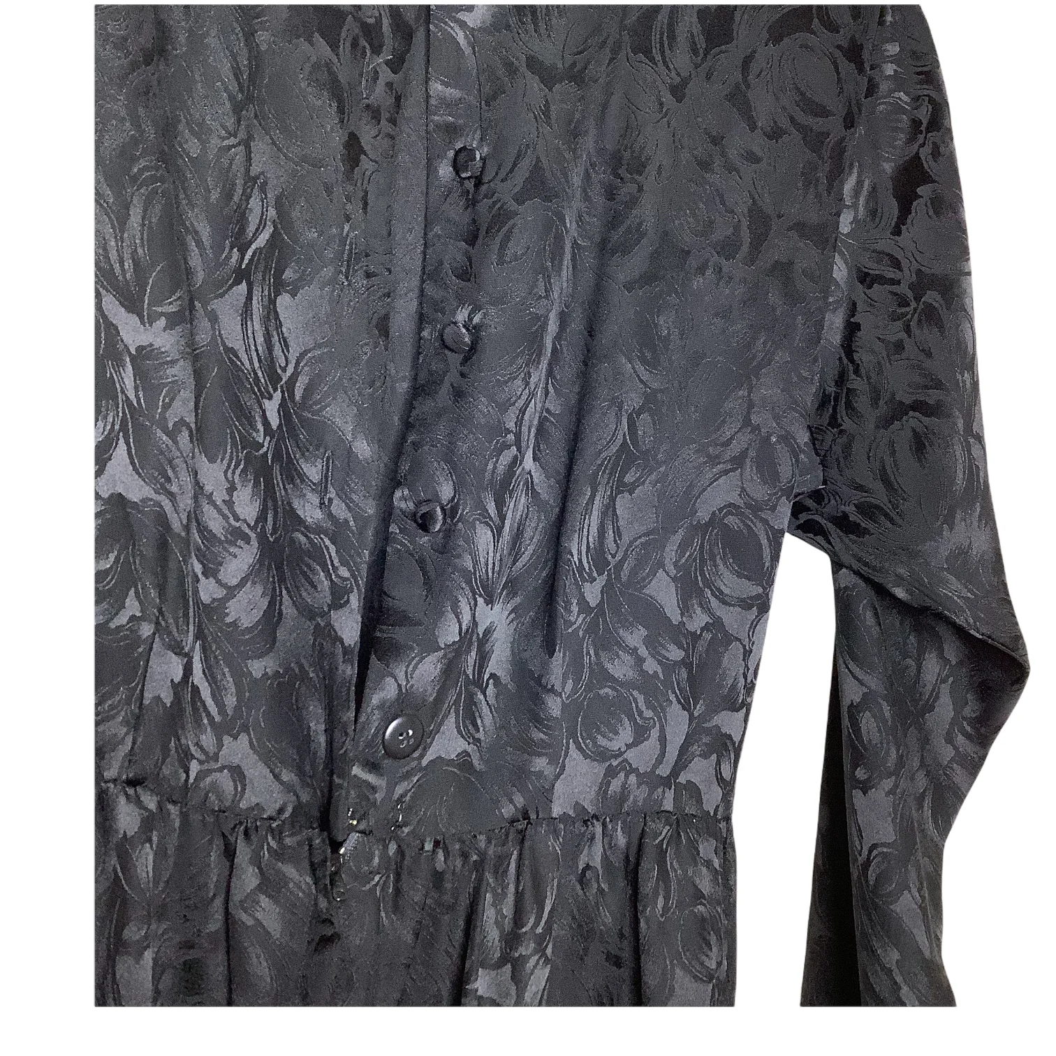 Vintage Dress 6p Floral Embossed Silk Sheath Long Sleeve Pockets Shoulder Pads by Liz Claiborne - Image 7