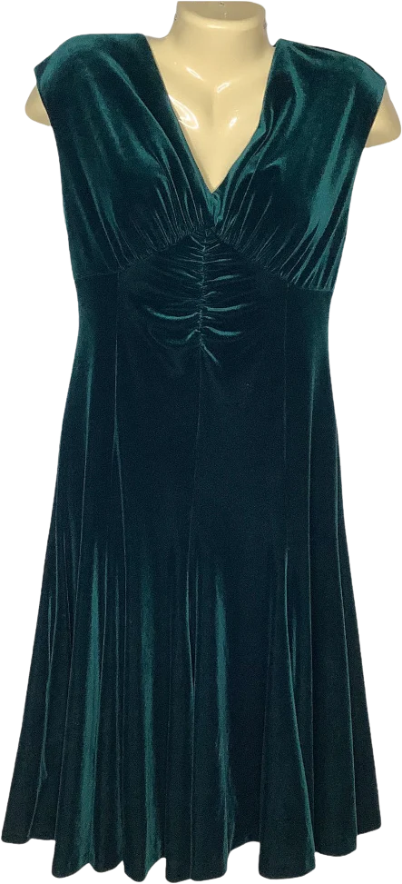 Vintage Dress 6p Green Velvet Ruched Bust Sleeveless Holiday Christmas by Talbots