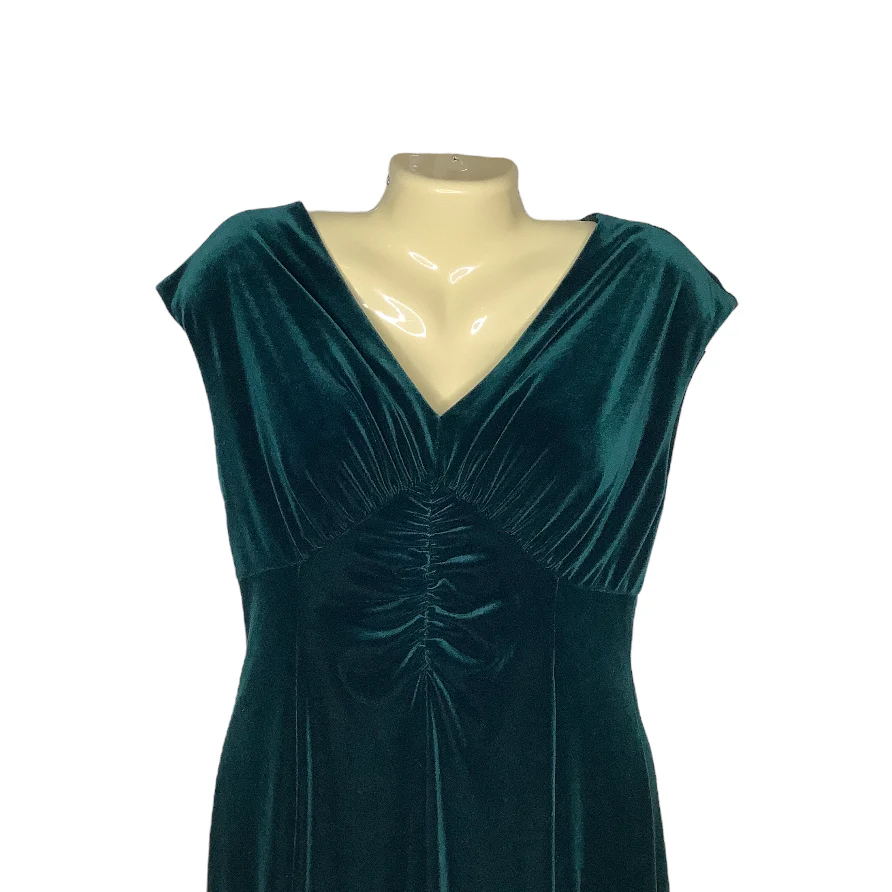 Vintage Dress 6p Green Velvet Ruched Bust Sleeveless Holiday Christmas by Talbots - Image 4