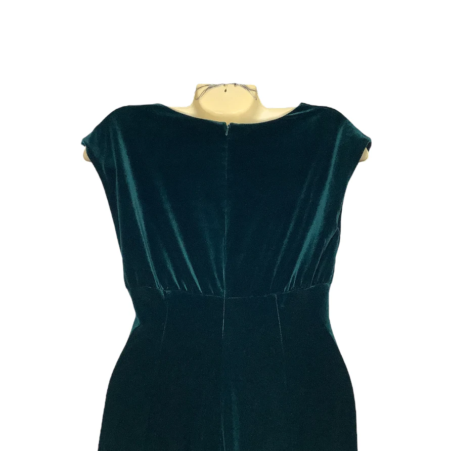 Vintage Dress 6p Green Velvet Ruched Bust Sleeveless Holiday Christmas by Talbots - Image 5