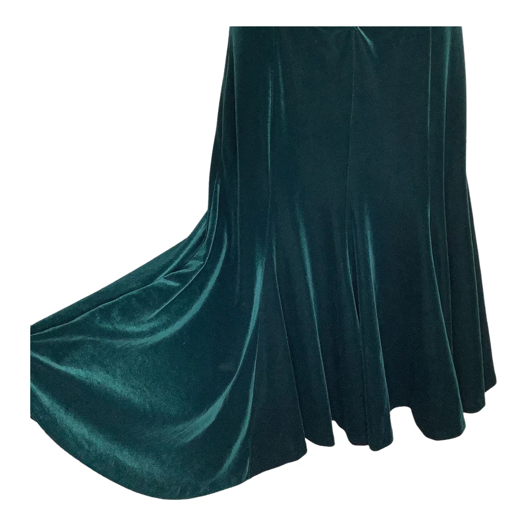 Vintage Dress 6p Green Velvet Ruched Bust Sleeveless Holiday Christmas by Talbots - Image 6