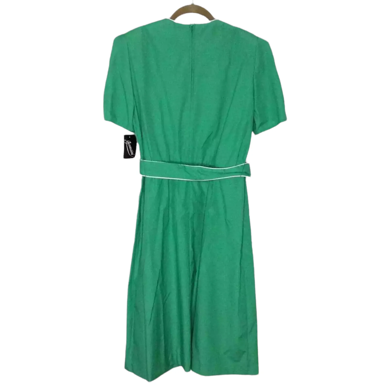 Vintage Dress 70s 80s Secretary Academia Belted Medium Large Sheath Short Sleeve by Germaine - Image 2