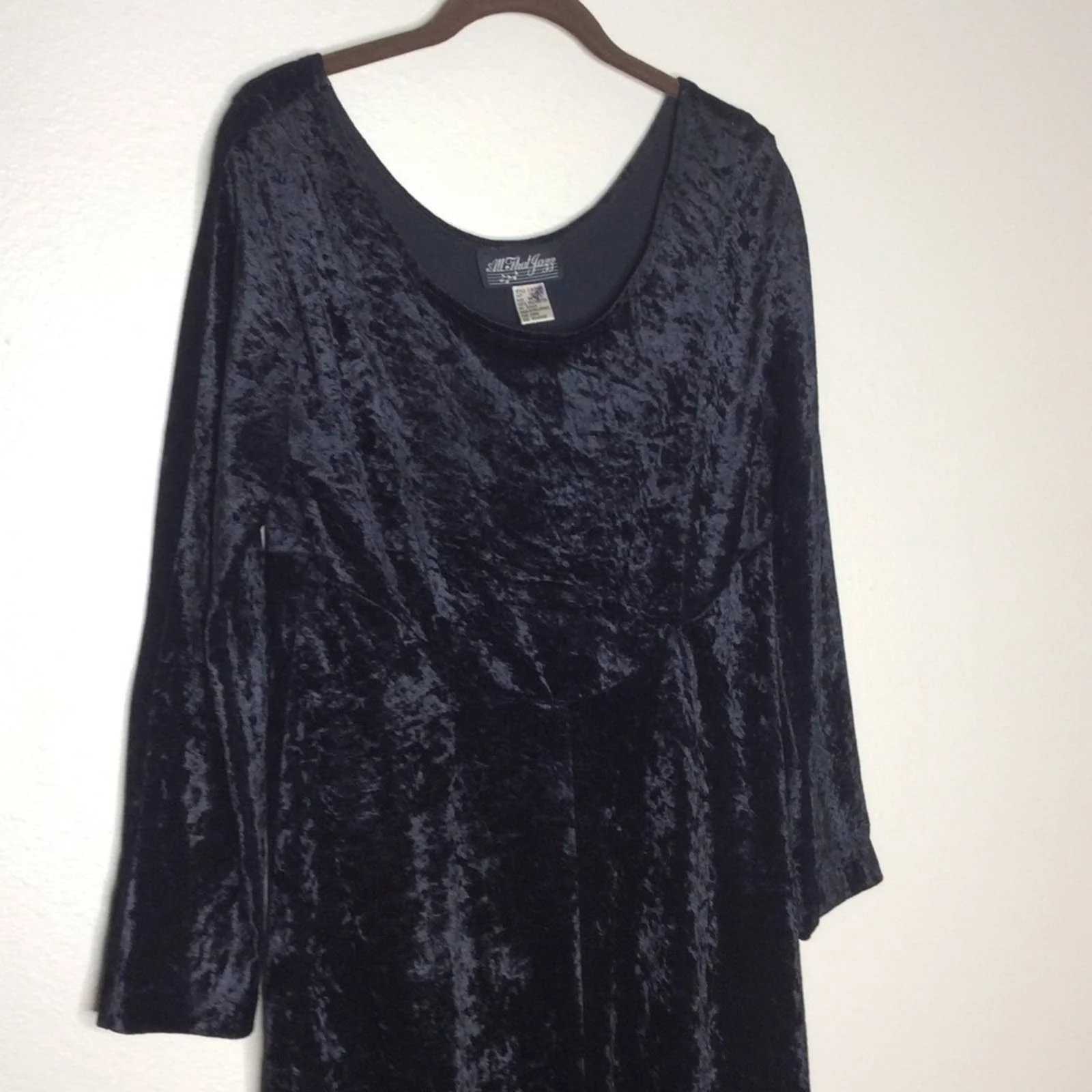 Vintage Dress 90s Crushed Velvet Velour Princess Seam Waist Goth Grunge M by All That Jazz - Image 3