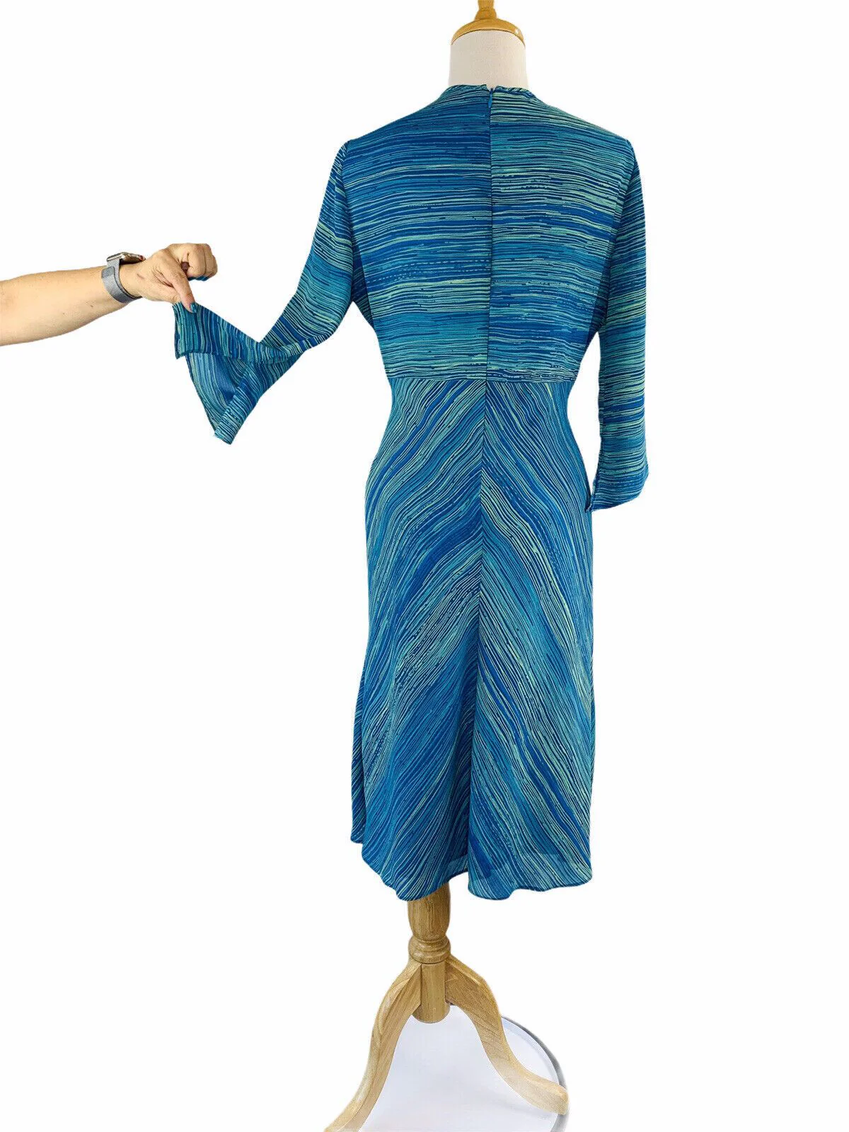 Vintage Dress 90s Cutout Neck Bell Sleeves 6 by Citrine Of Canada - Image 2