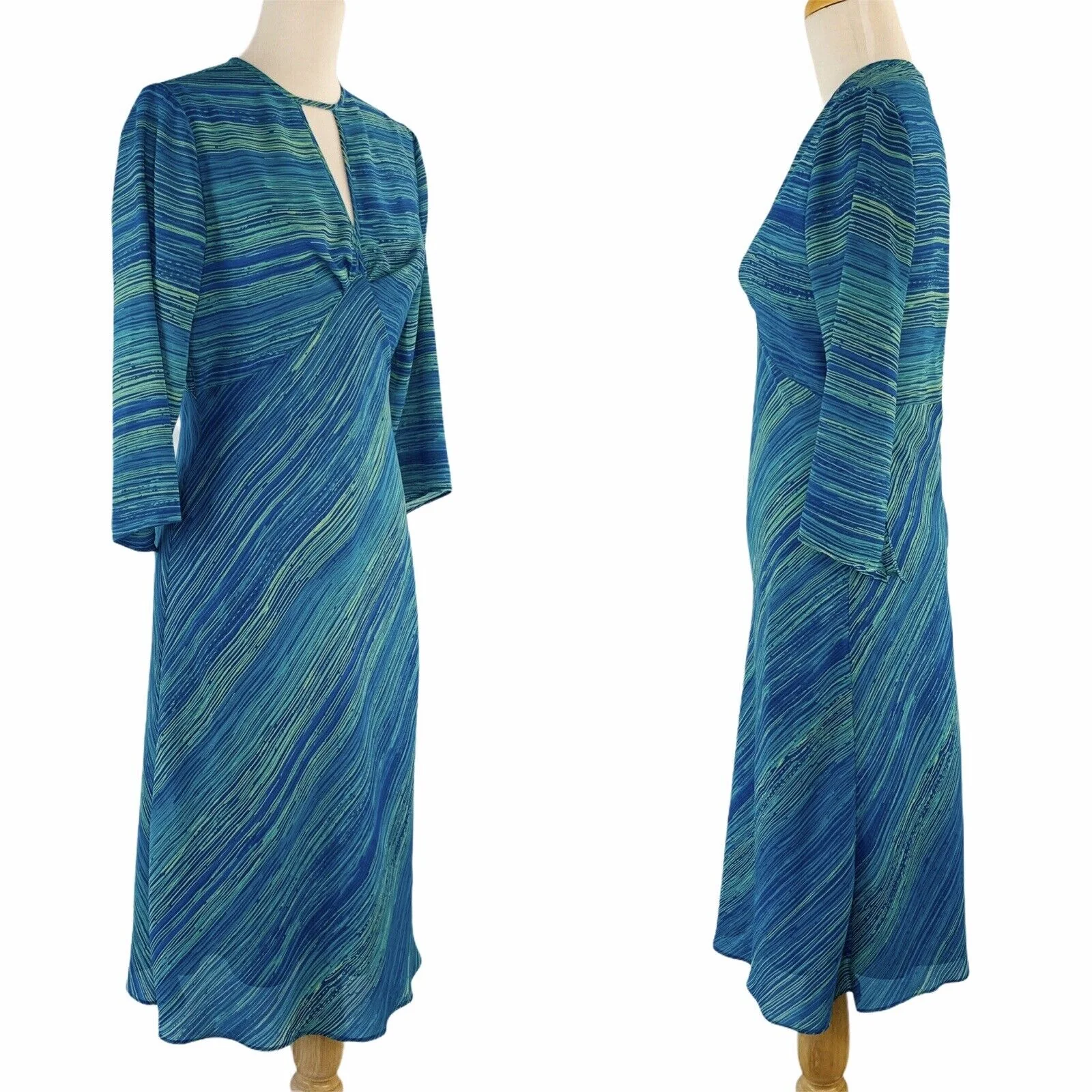 Vintage Dress 90s Cutout Neck Bell Sleeves 6 by Citrine Of Canada - Image 3