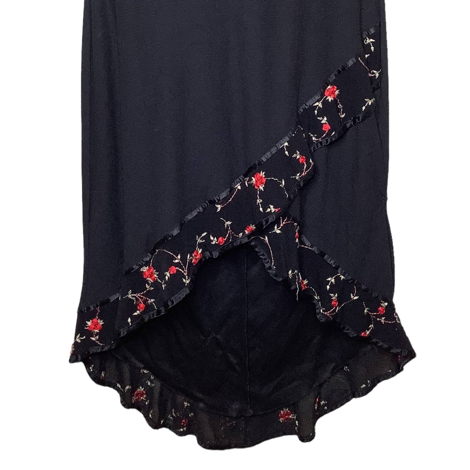 Vintage Dress 90s Floral Ruffle Prom Halter Empire Waist Hi Low Hem Maxi by Rampage - Image 8
