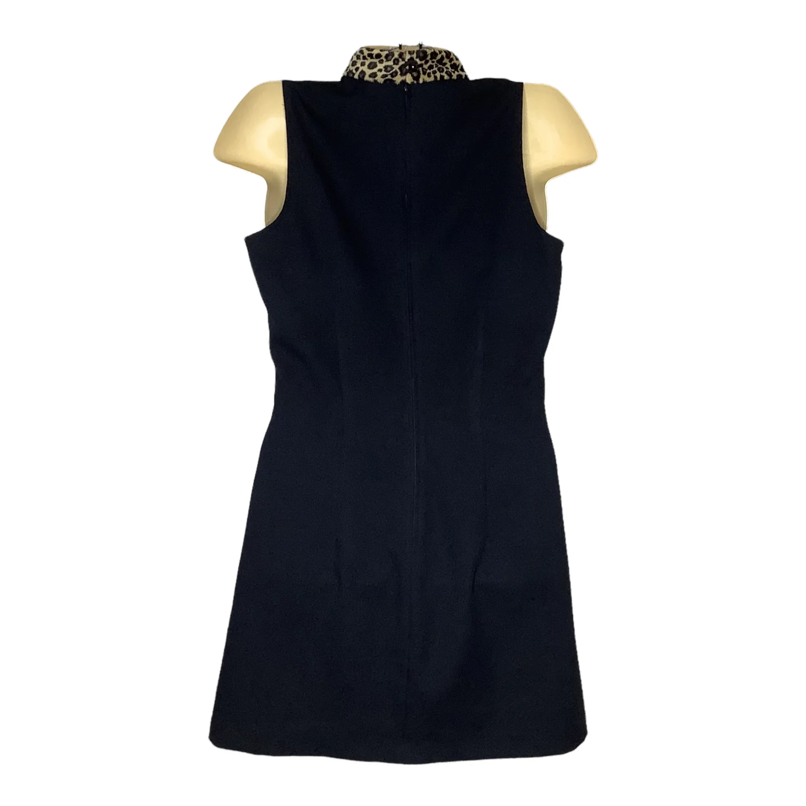 Vintage Dress 90s Shift Sheath Mini Velour Cheetah Collar Sleeveless S/m by Rampage - Image 2