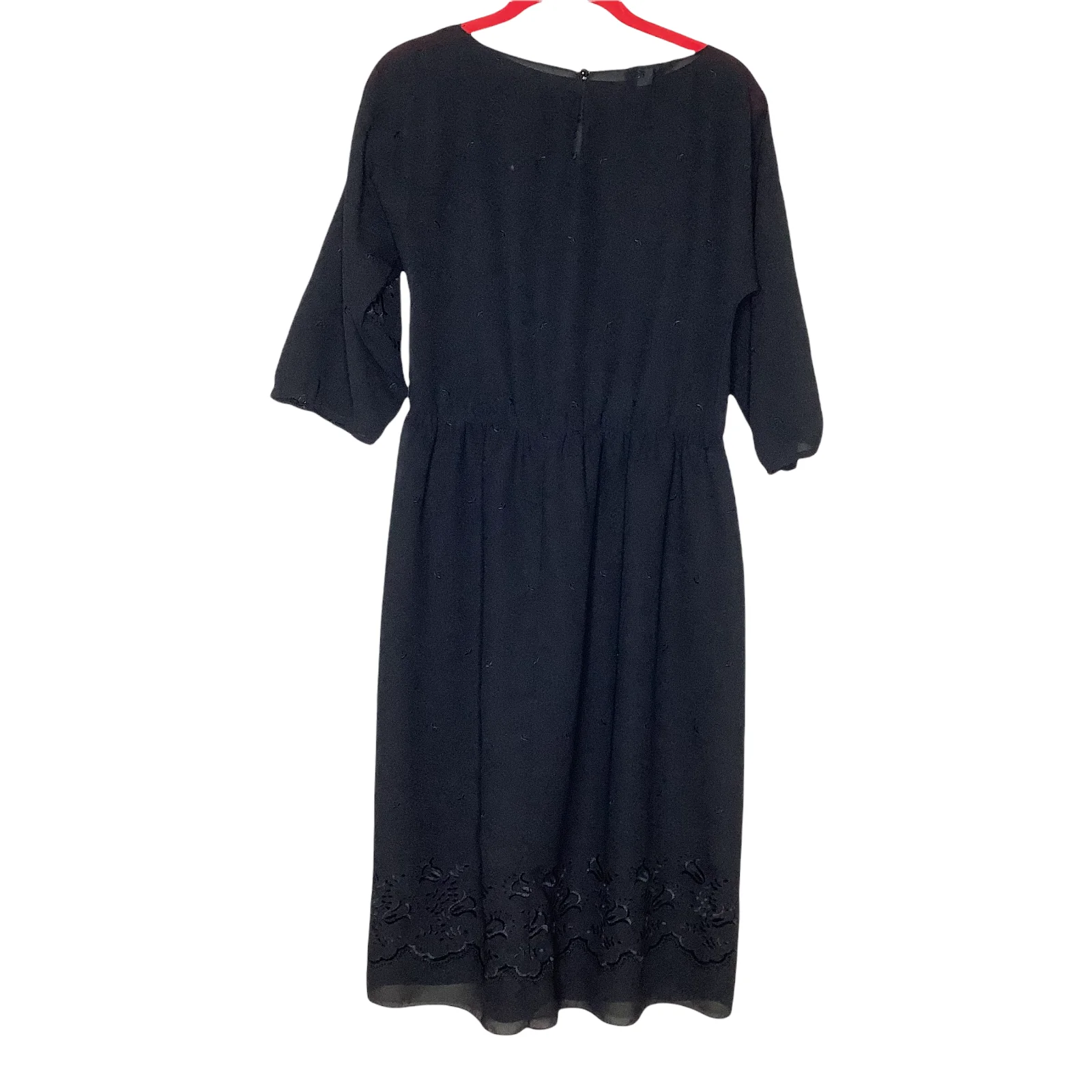 Vintage Dress Embroidered Floral Semi Sheer Dolman Midi Xs/s Dark Academia Goth by Ursula - Image 2