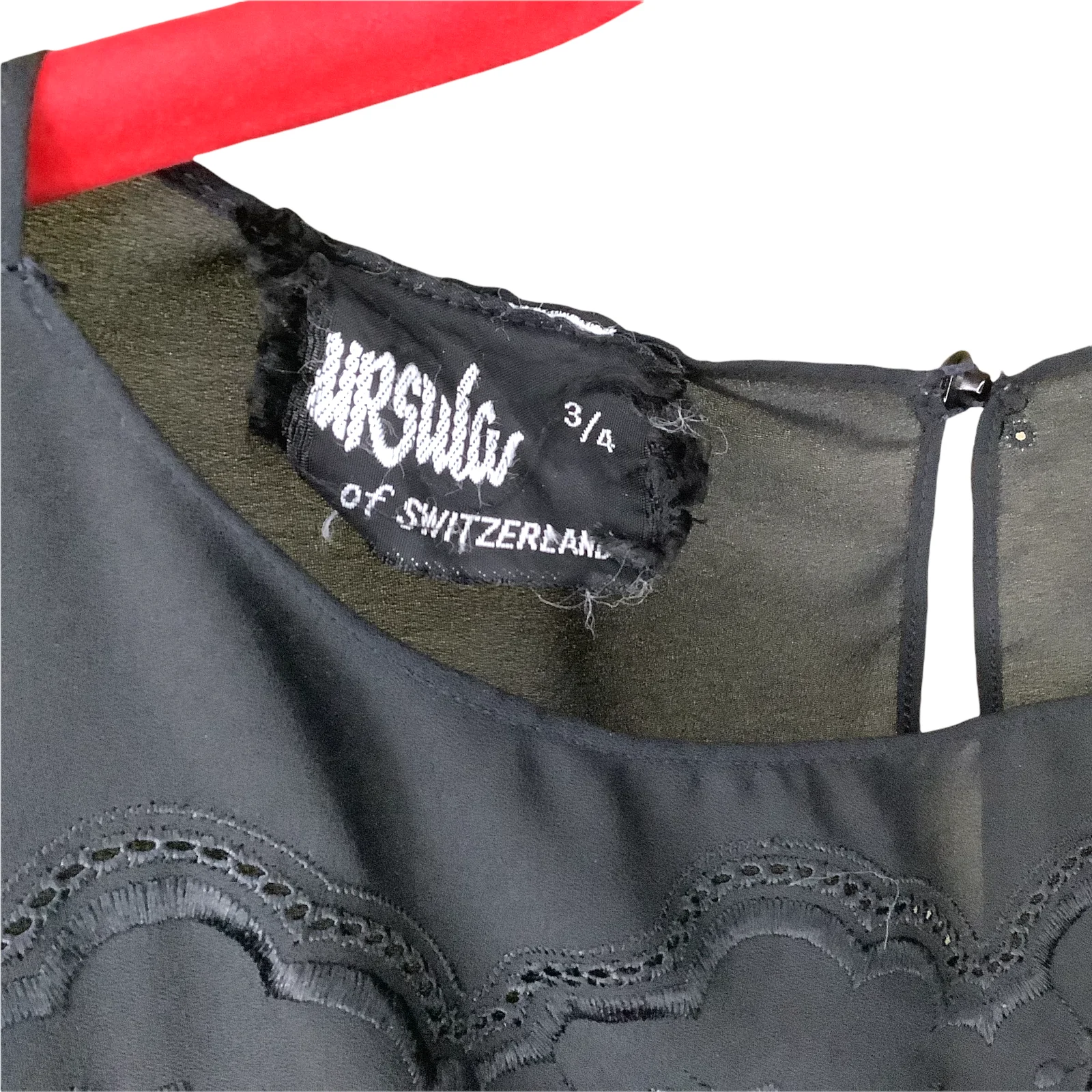 Vintage Dress Embroidered Floral Semi Sheer Dolman Midi Xs/s Dark Academia Goth by Ursula - Image 4