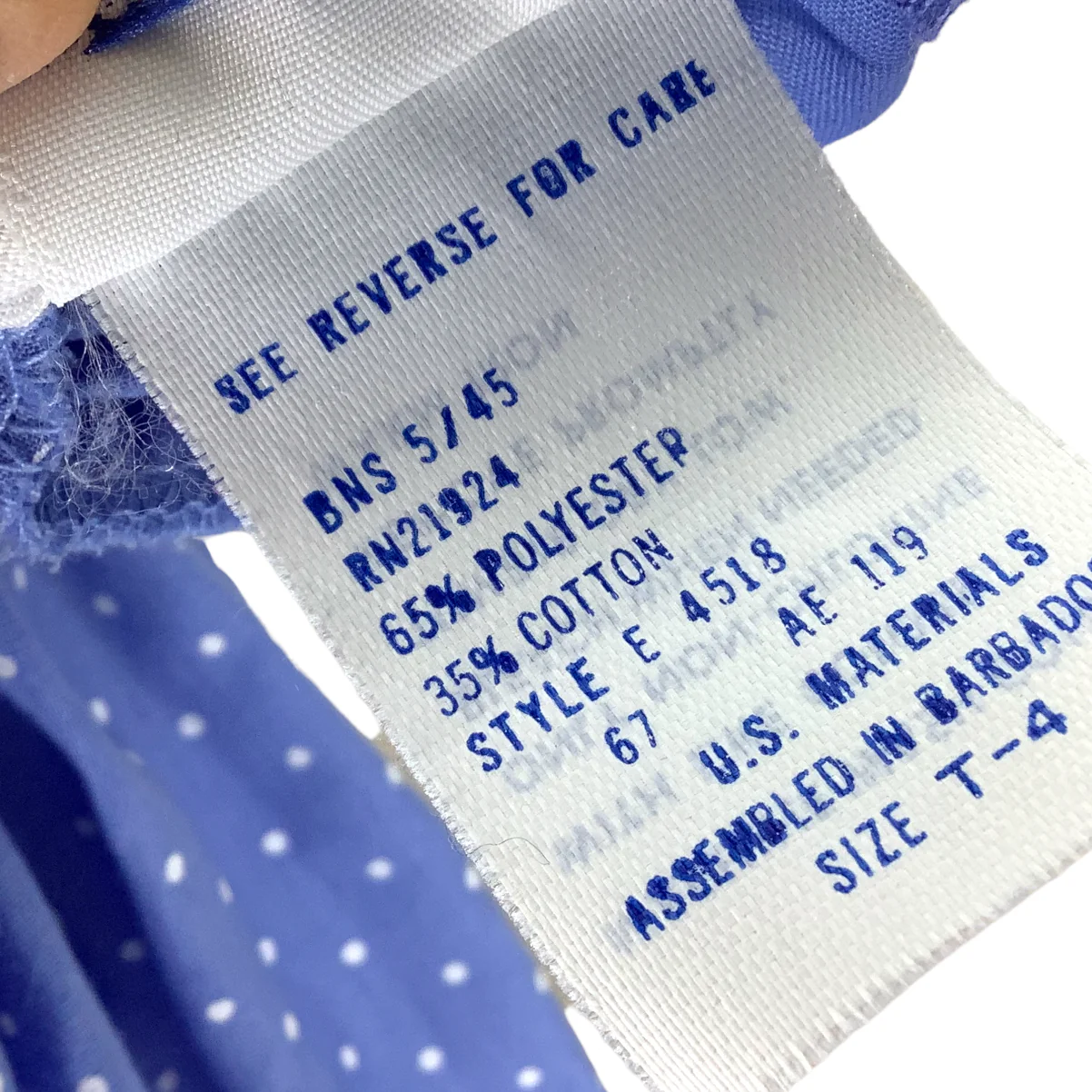 Vintage Dress Girls 4t Blue White Polka Dot Floral Ruffle Lace Smocked Prairie by Polly Flinders - Image 9