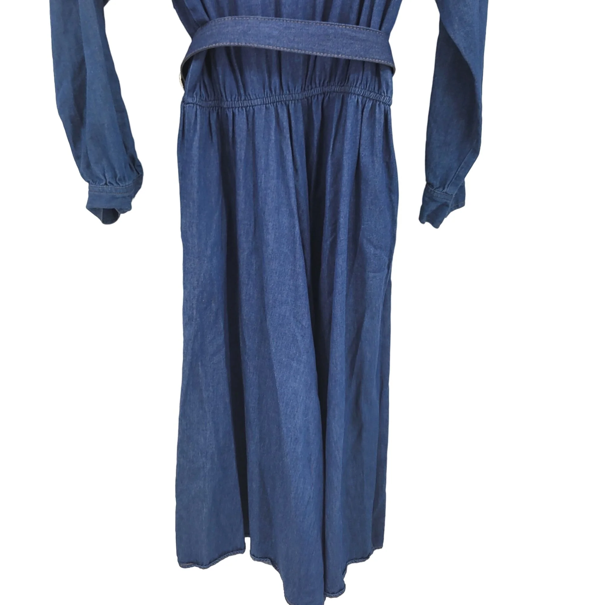 Vintage Dress Maxi Prairie Western Cowgirl Rodeo Belted Denim by Carol Anderson California - Image 11
