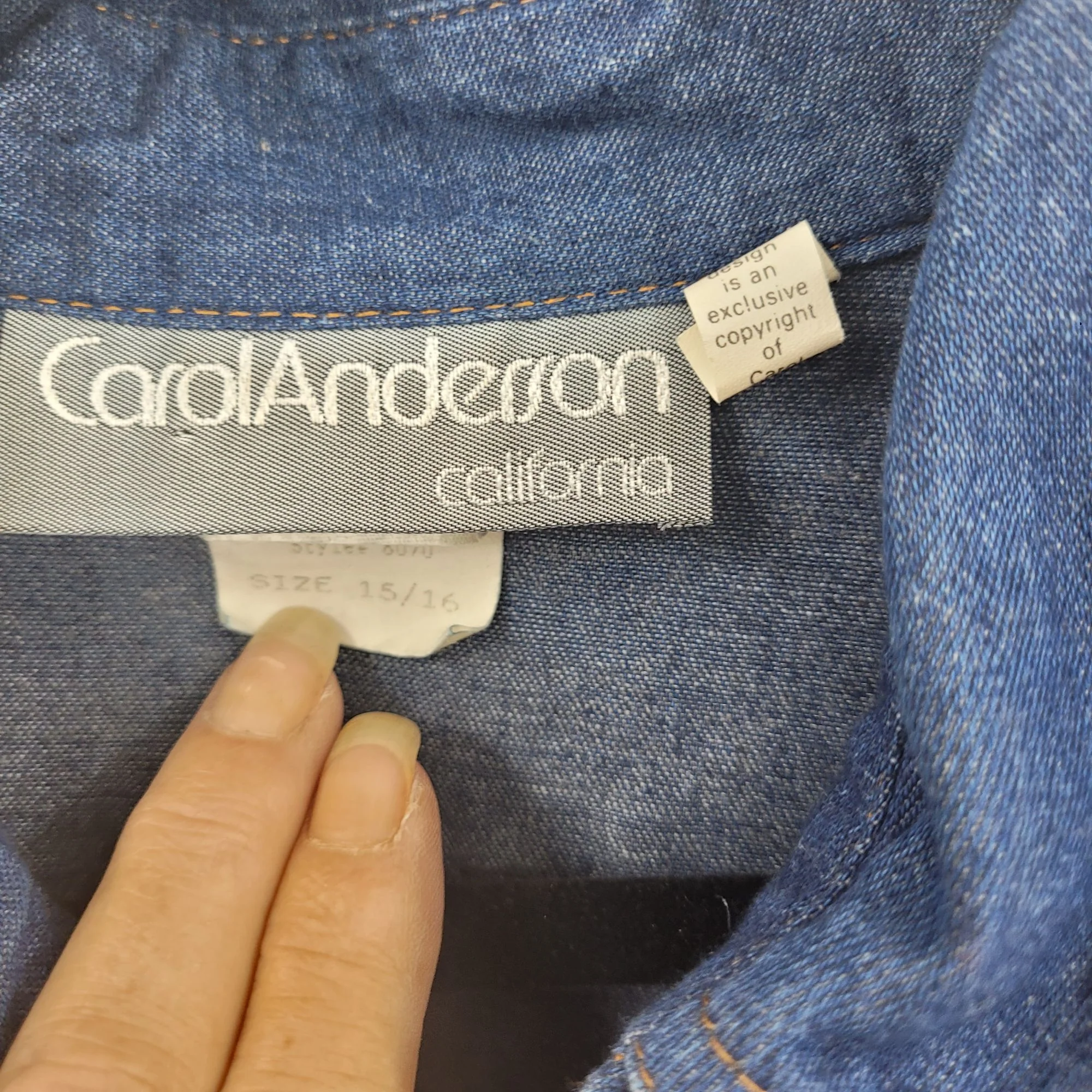 Vintage Dress Maxi Prairie Western Cowgirl Rodeo Belted Denim by Carol Anderson California - Image 15