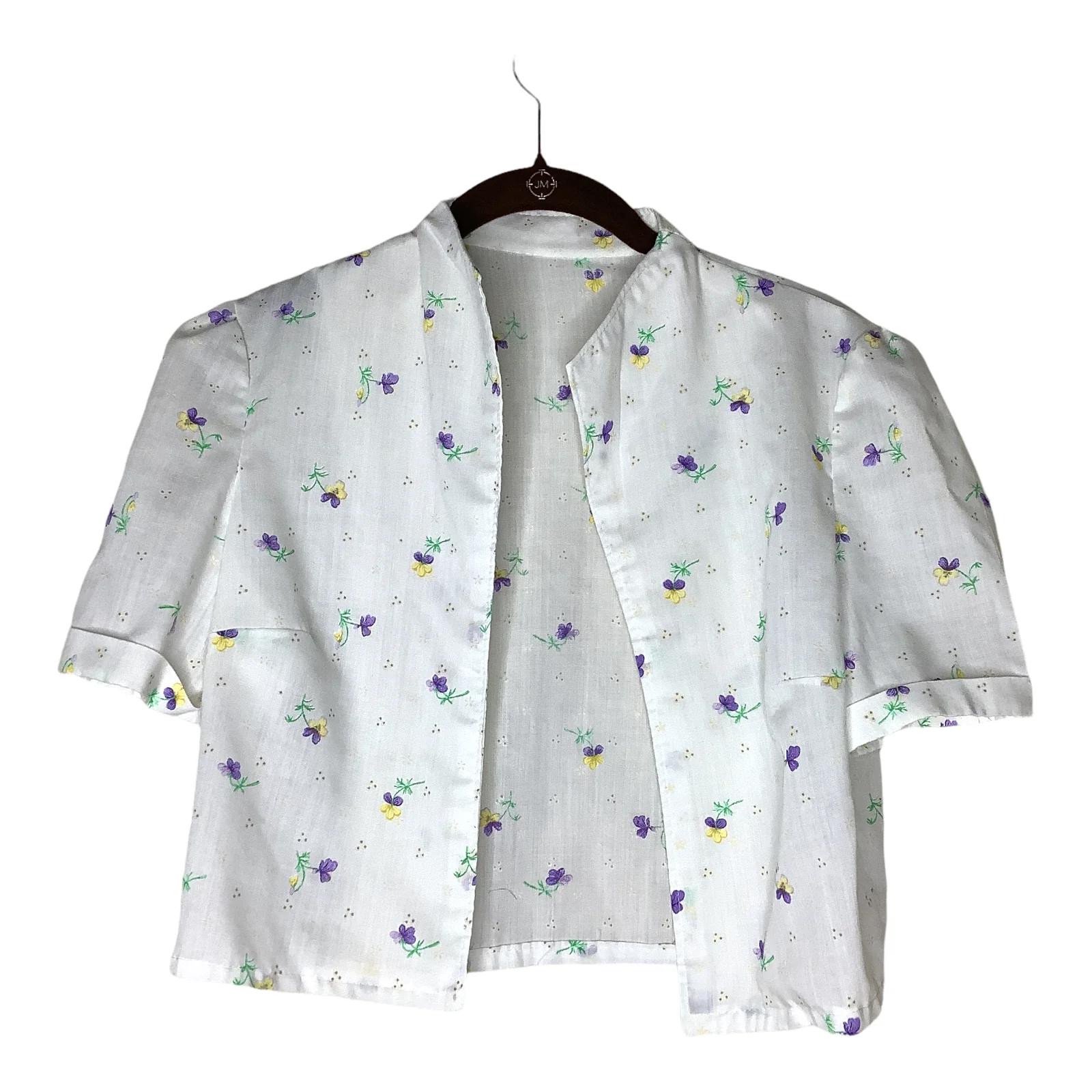 Vintage Dress Set Handmade 70s 80s Floral Xxs/xs Crop Jacket Lightweight - Image 3