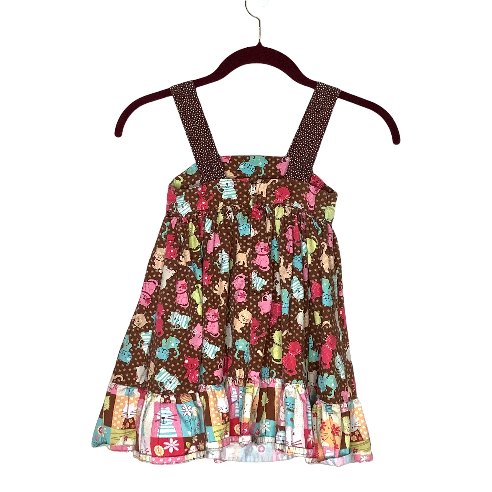 Vintage Dress Skirtall 24m Handmade Novelty Cat Print Polka Dot Zip Up Kawaii - Image 2