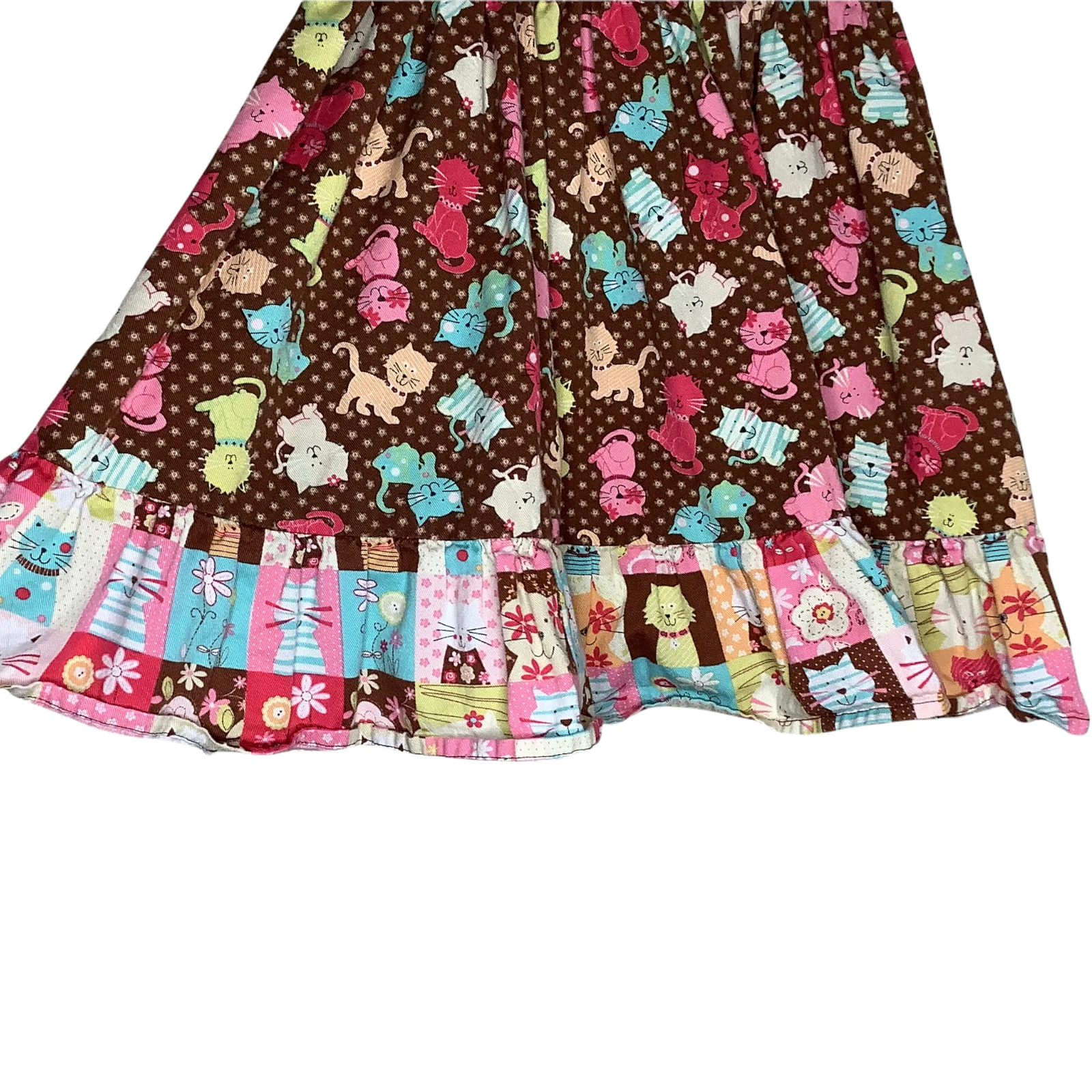 Vintage Dress Skirtall 24m Handmade Novelty Cat Print Polka Dot Zip Up Kawaii - Image 3