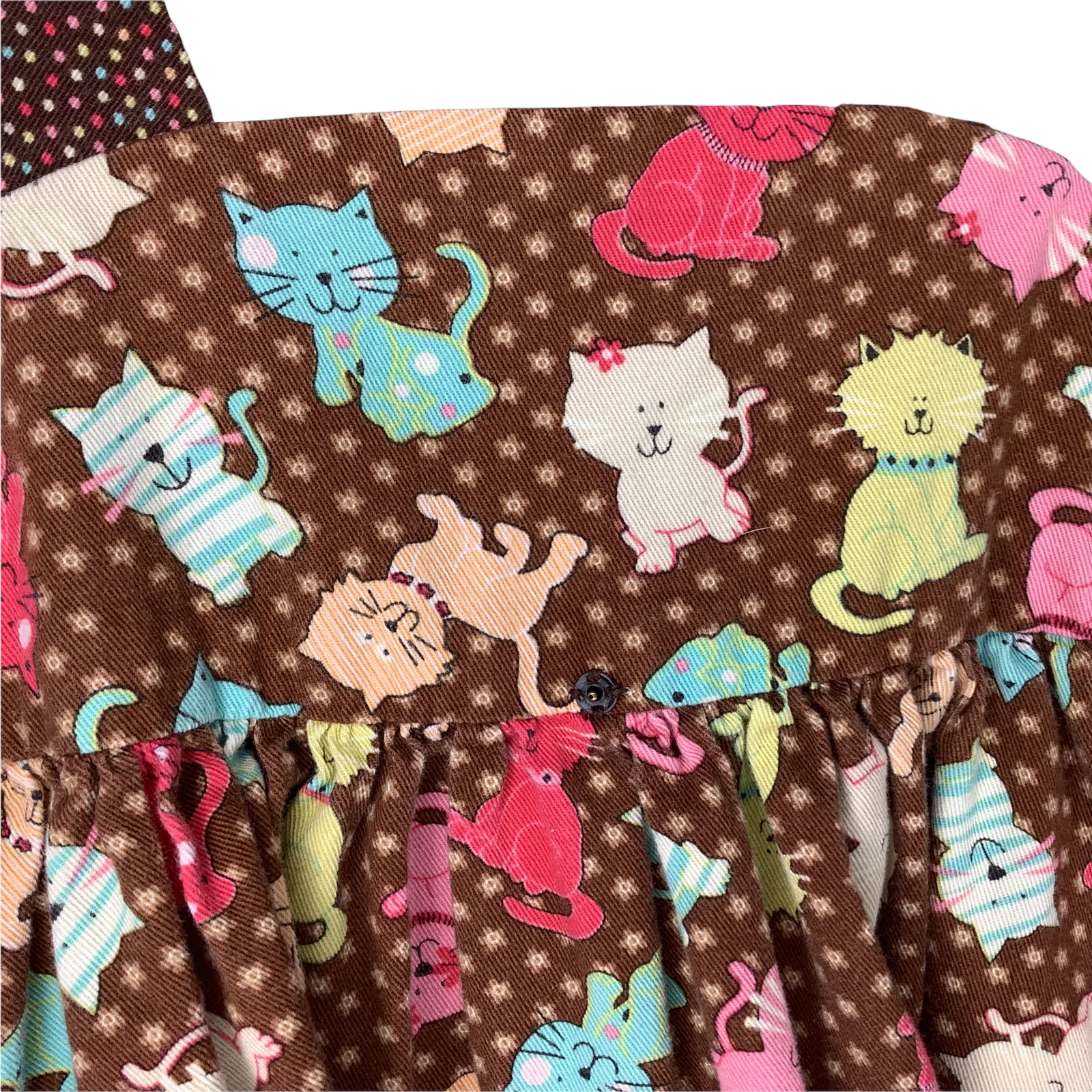 Vintage Dress Skirtall 24m Handmade Novelty Cat Print Polka Dot Zip Up Kawaii - Image 4