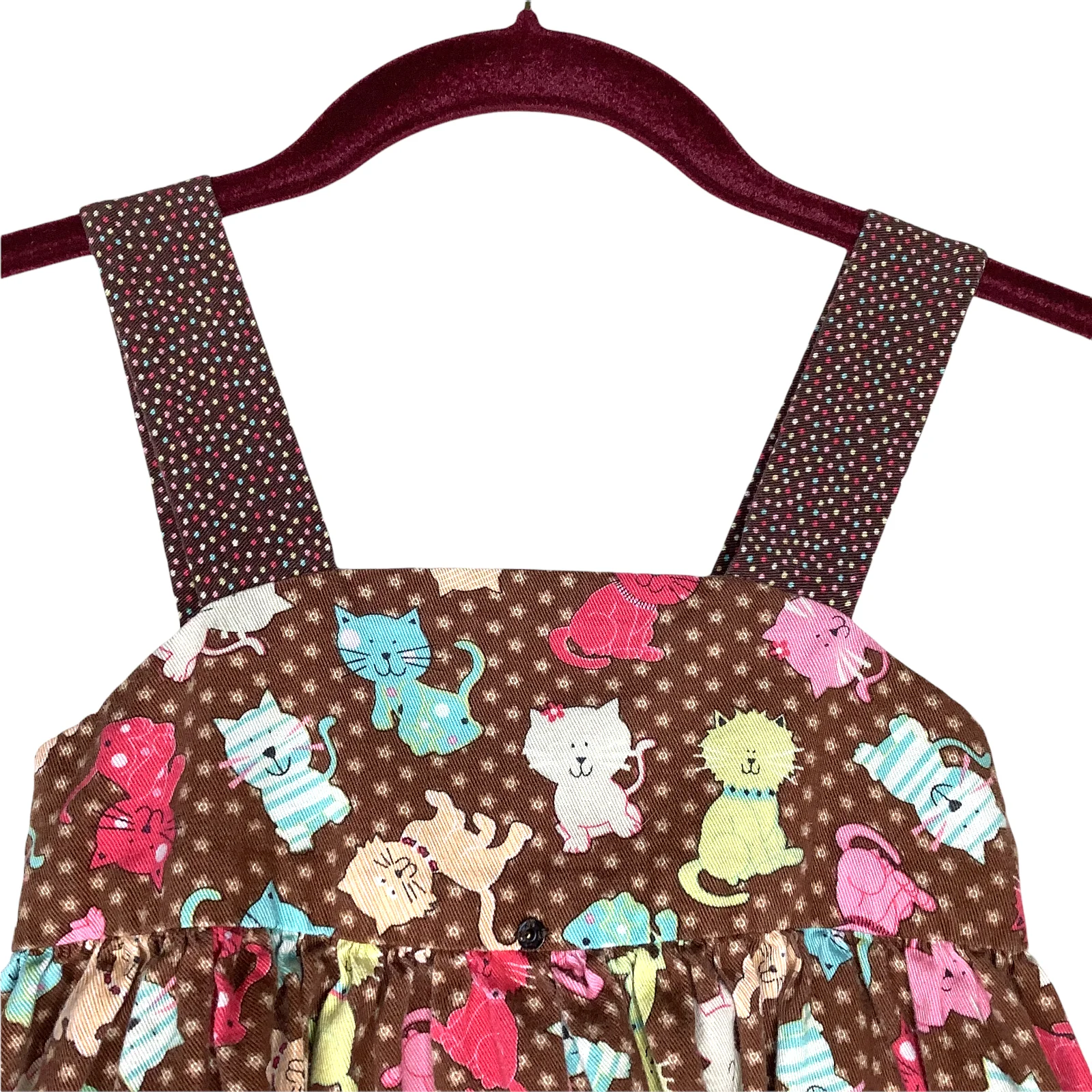 Vintage Dress Skirtall 24m Handmade Novelty Cat Print Polka Dot Zip Up Kawaii - Image 5