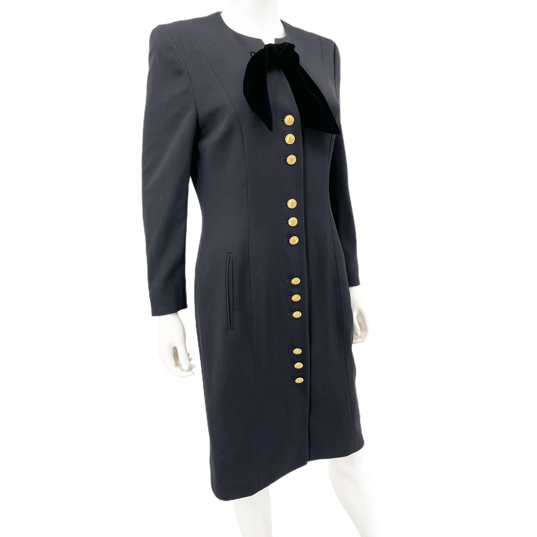 Vintage Dress with Velvet Neck Bow by ESCADA - Image 6