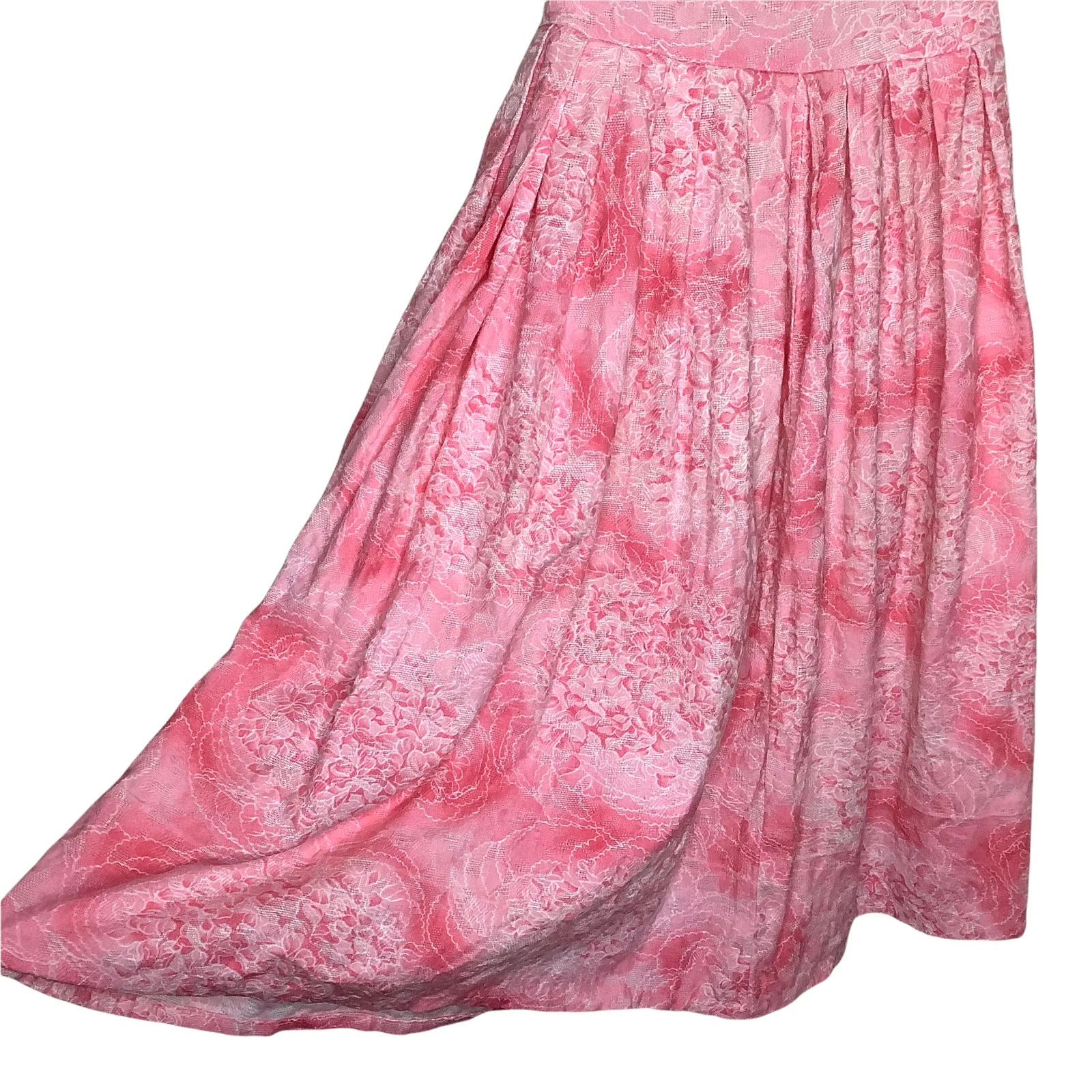 Vintage Dress Xs Pink Red Floral Textured Fairy Grunge Short Sleeve Midi Pastel - Image 3