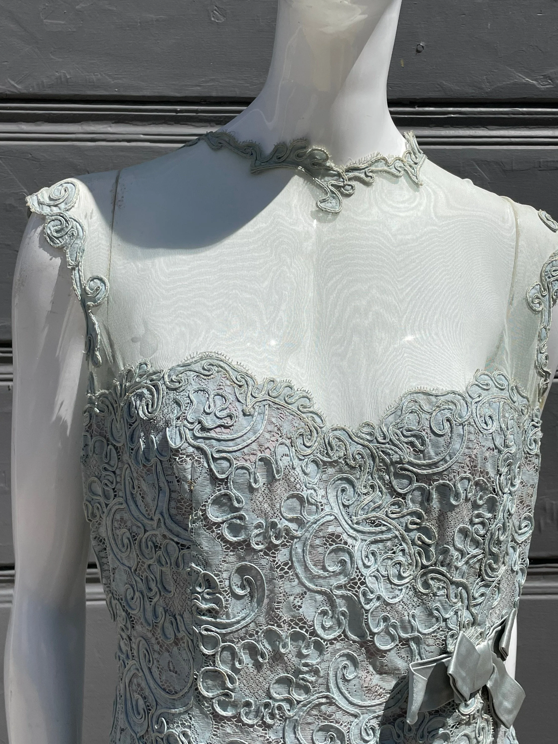 Vintage Early 60s Lace Dress Maxy Long High Fashion Sexy Sheer Top Size 8-10 by David E Gothe - Image 3