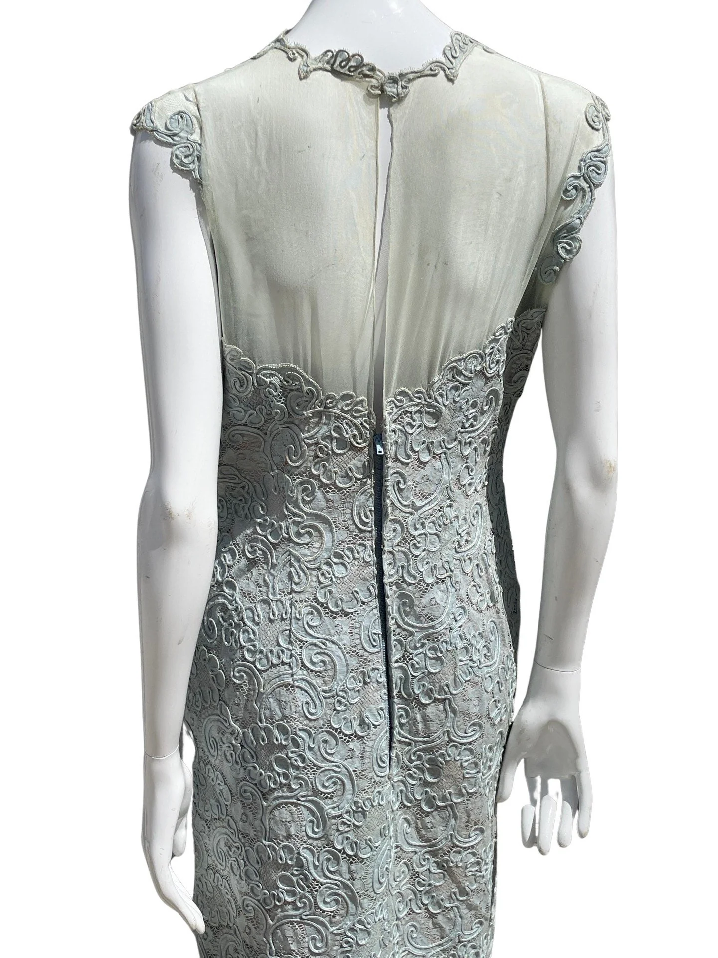Vintage Early 60s Lace Dress Maxy Long High Fashion Sexy Sheer Top Size 8-10 by David E Gothe - Image 4