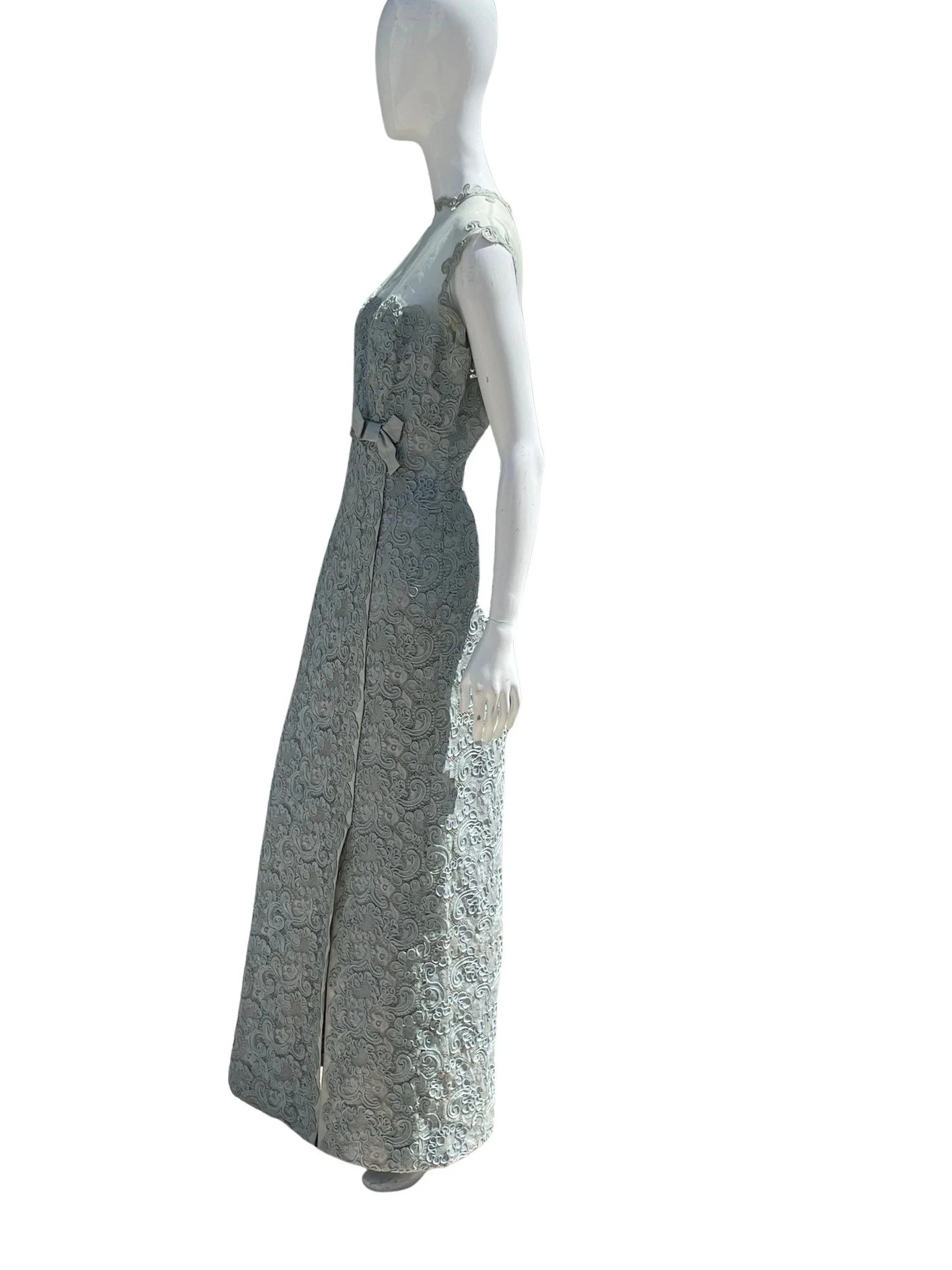 Vintage Early 60s Lace Dress Maxy Long High Fashion Sexy Sheer Top Size 8-10 by David E Gothe - Image 6