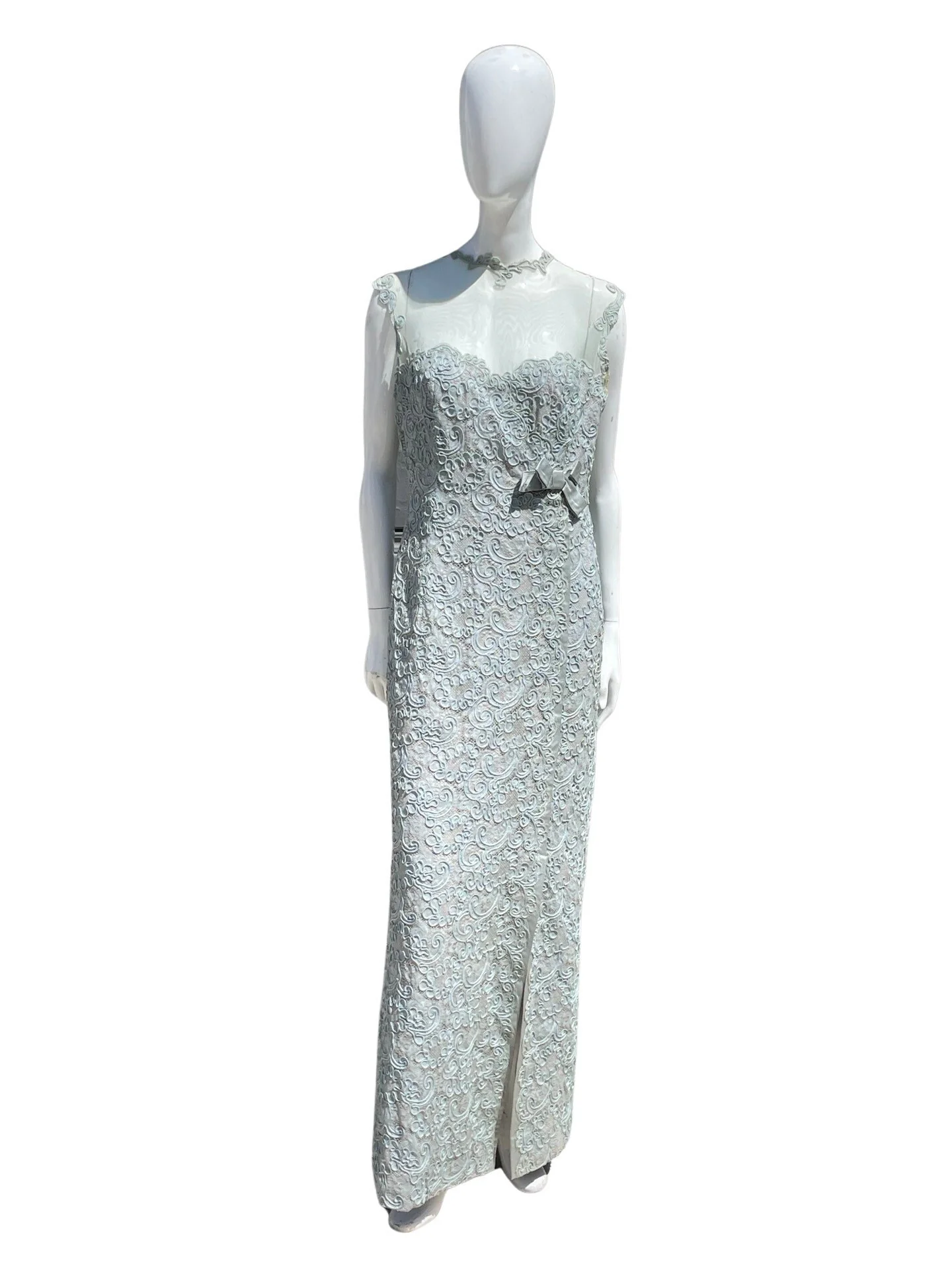 Vintage Early 60s Lace Dress Maxy Long High Fashion Sexy Sheer Top Size 8-10 by David E Gothe - Image 9