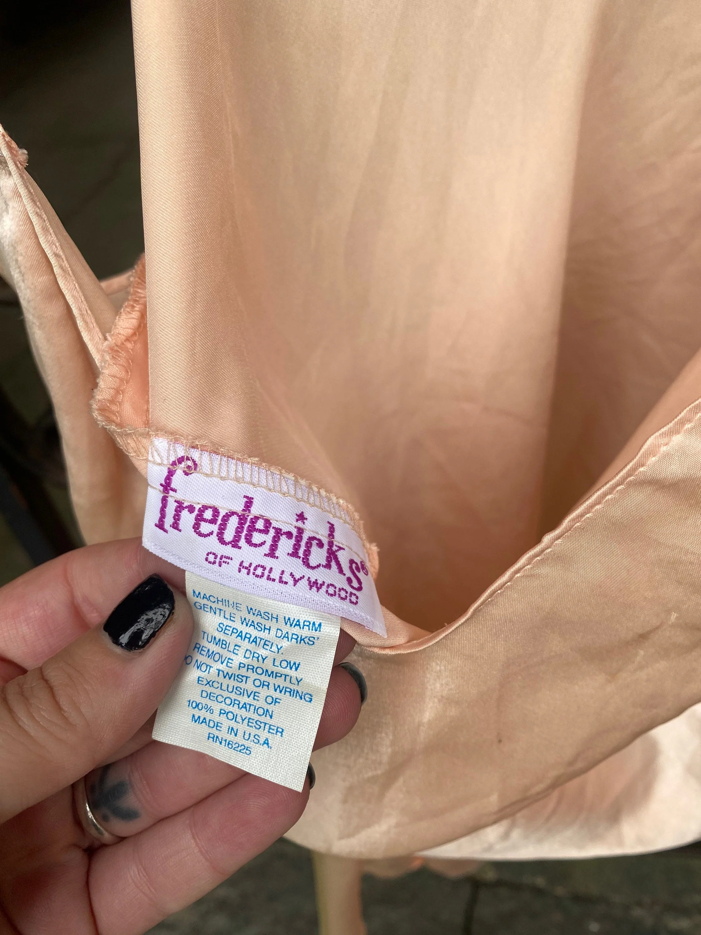 Vintage Early 80s Pink Tag Light Pink Silky Slip Dress Xsmall Small by Fredericks of Hollywood - Image 2