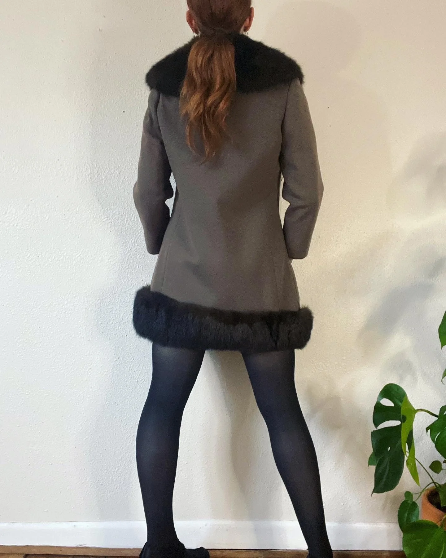 Vintage Early Mid 60s Shades of Shrooms Pure Wool Ponte Knit Two Piece Set Micro Mini Dress and Incredible Shawl Collar by Portobello Road - Image 7