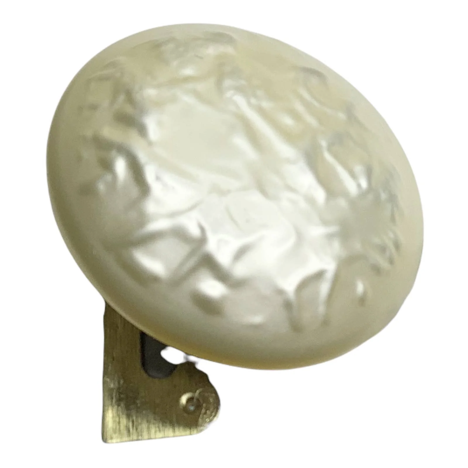 Vintage Earrings Clip On Off White Rippled Paint Textured Round Dome 1" by Marvella - Image 5