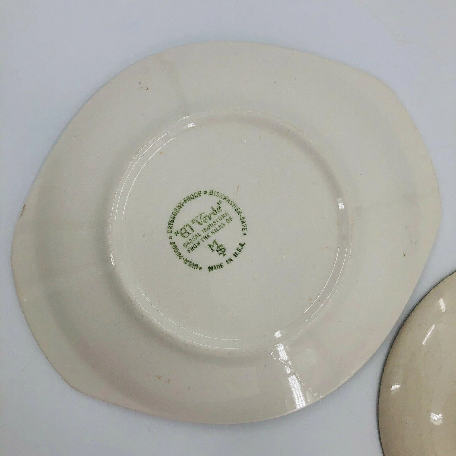 Vintage El Verde Green Spiral Ironstone Dessert and Handled Plates by Max Schonfeld - Image 5