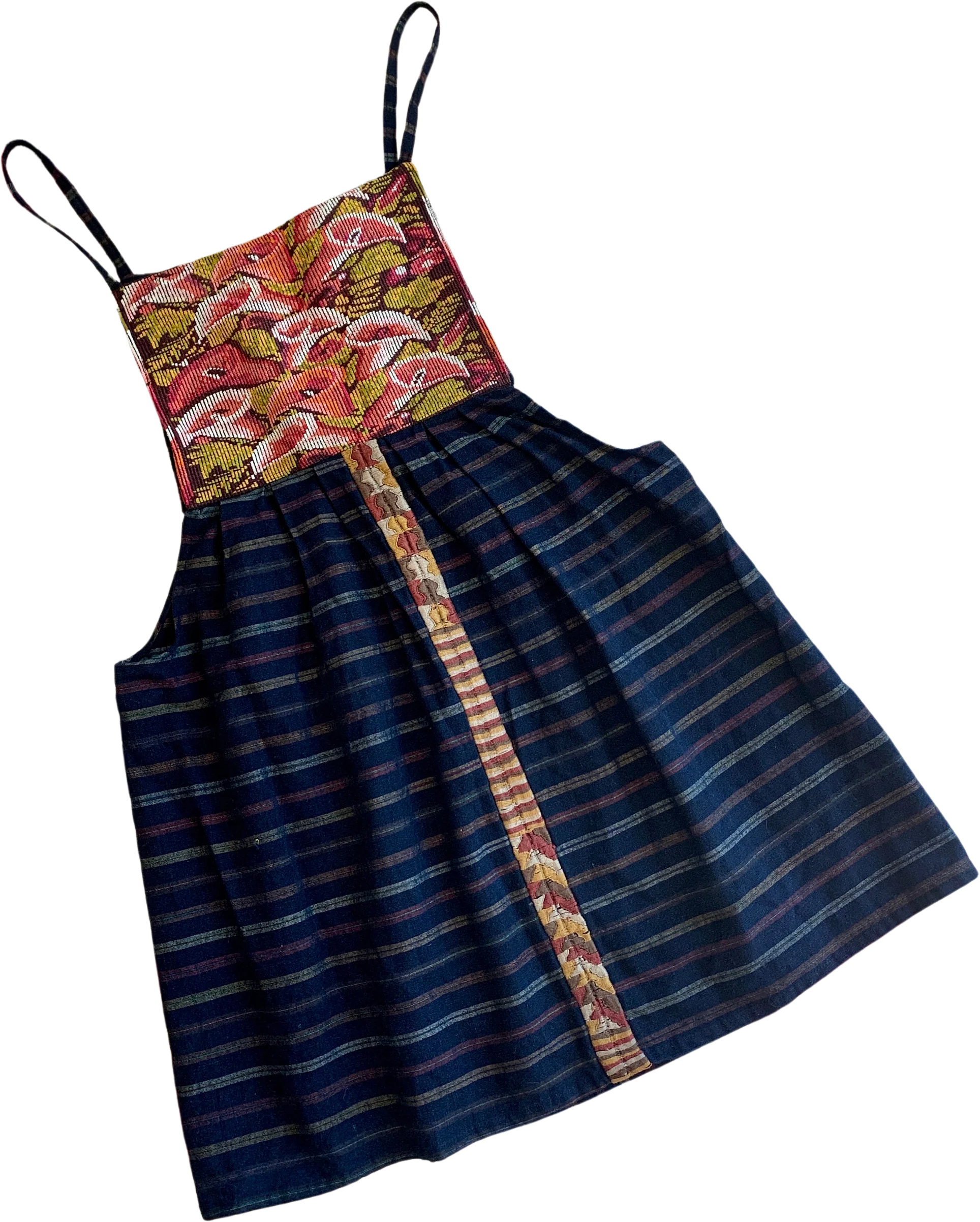 80s Vintage Embroidered Pinafore Dress Smock Apron Sz S / M / L / Xl Osfm