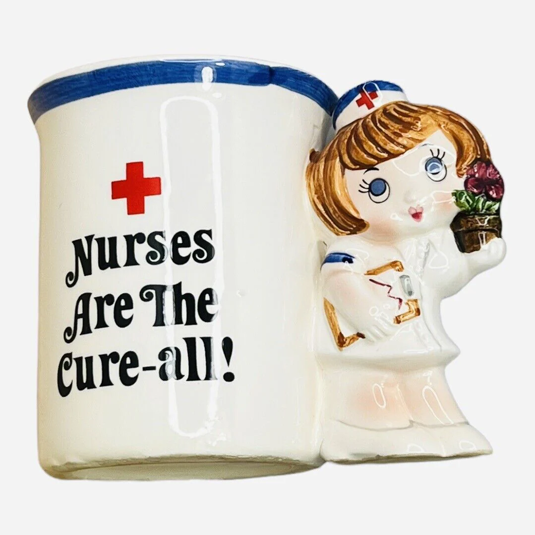 Vintage Enesco Nurses Are The Cure-All Coffee Mug Comical Nurse Handle Cute! by Enesco - Image 10
