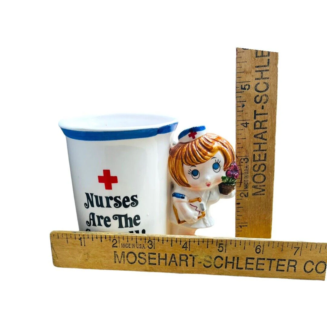 Vintage Enesco Nurses Are The Cure-All Coffee Mug Comical Nurse Handle Cute! by Enesco - Image 6