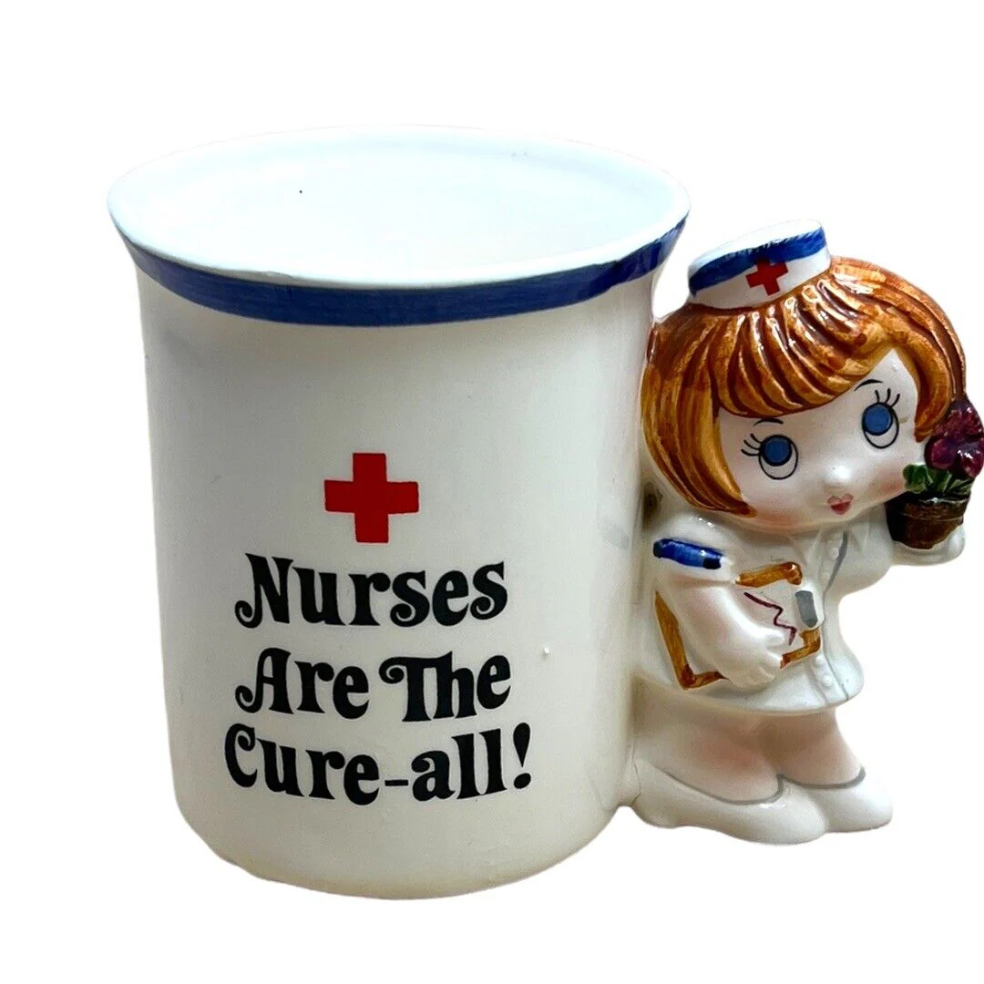 Vintage Enesco Nurses Are The Cure-All Coffee Mug Comical Nurse Handle Cute! by Enesco - Image 7