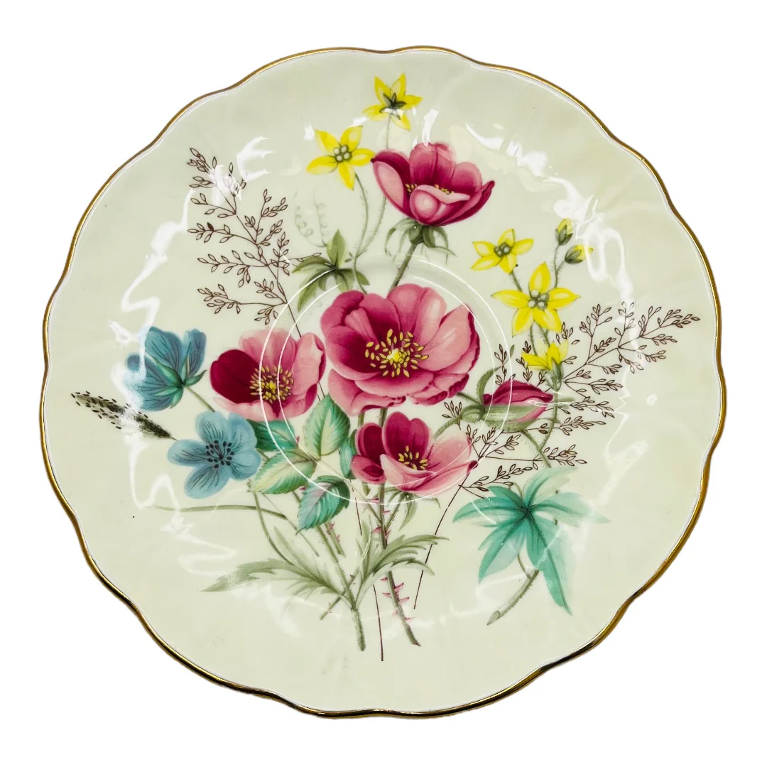 Vintage England Bone China Teacup #27 and #28 and Saucer Pink and Yellow by Aynsley - Image 8