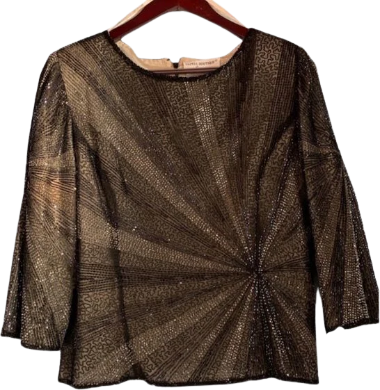 Vintage Evening Beaded Silk Top Blouse by Adrianna Papell