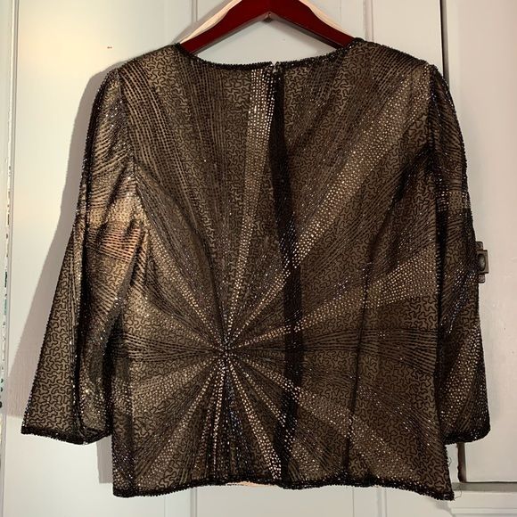 Vintage Evening Beaded Silk Top Blouse by Adrianna Papell - Image 7