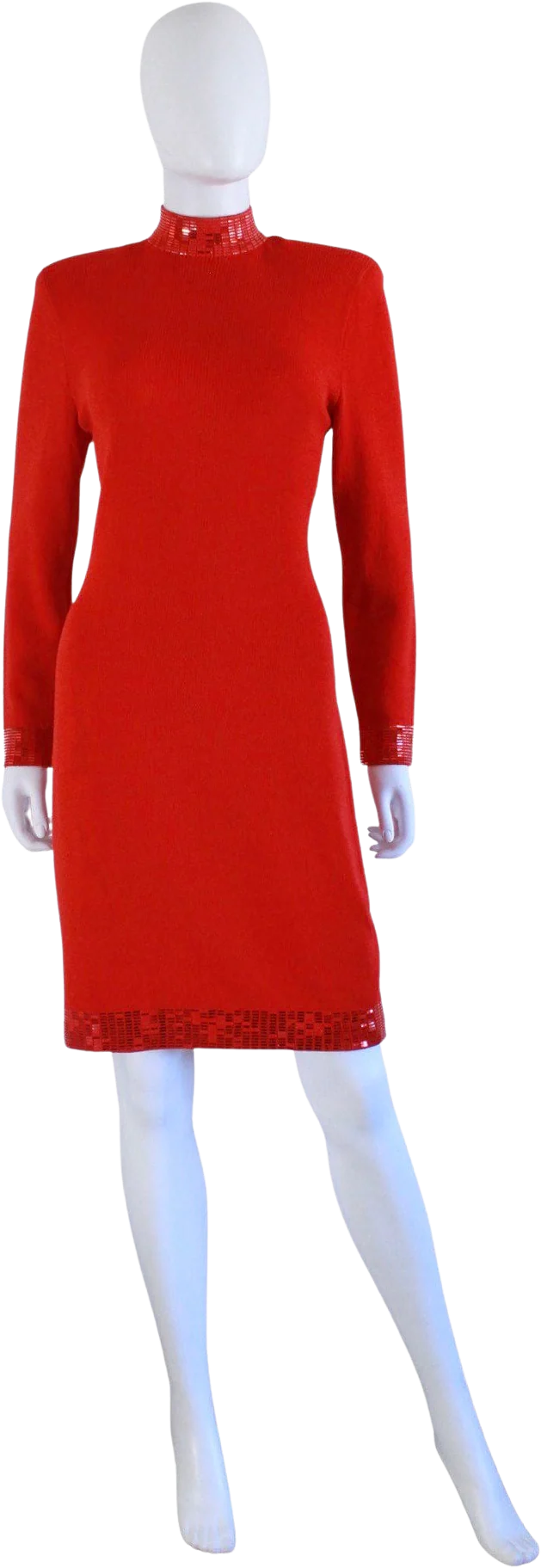 Vintage Evening Red Cocktail Dress Size Small / Medium by St. John Knits